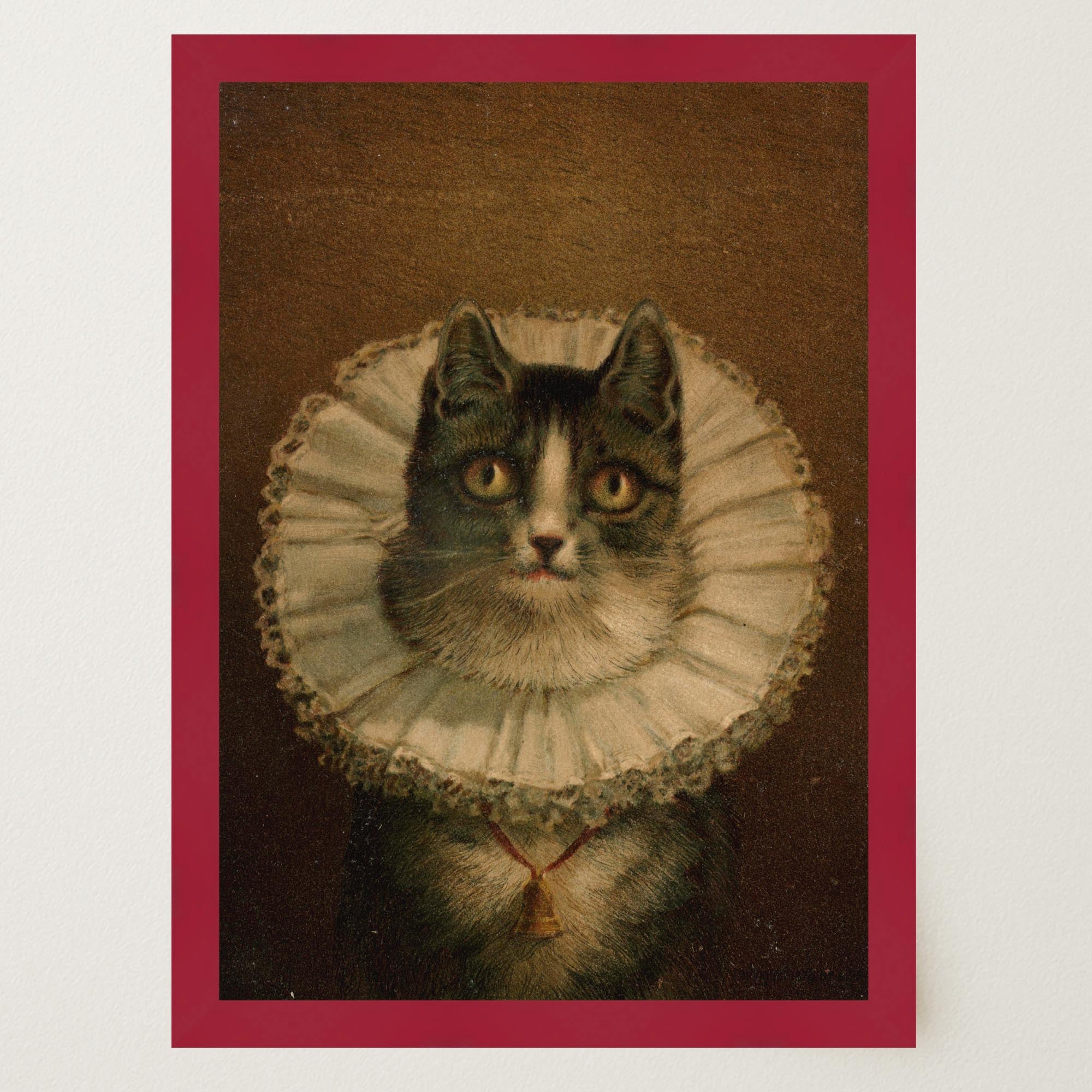 Victorian Cat Portrait Vintage Wall Art Print-Skudaboo