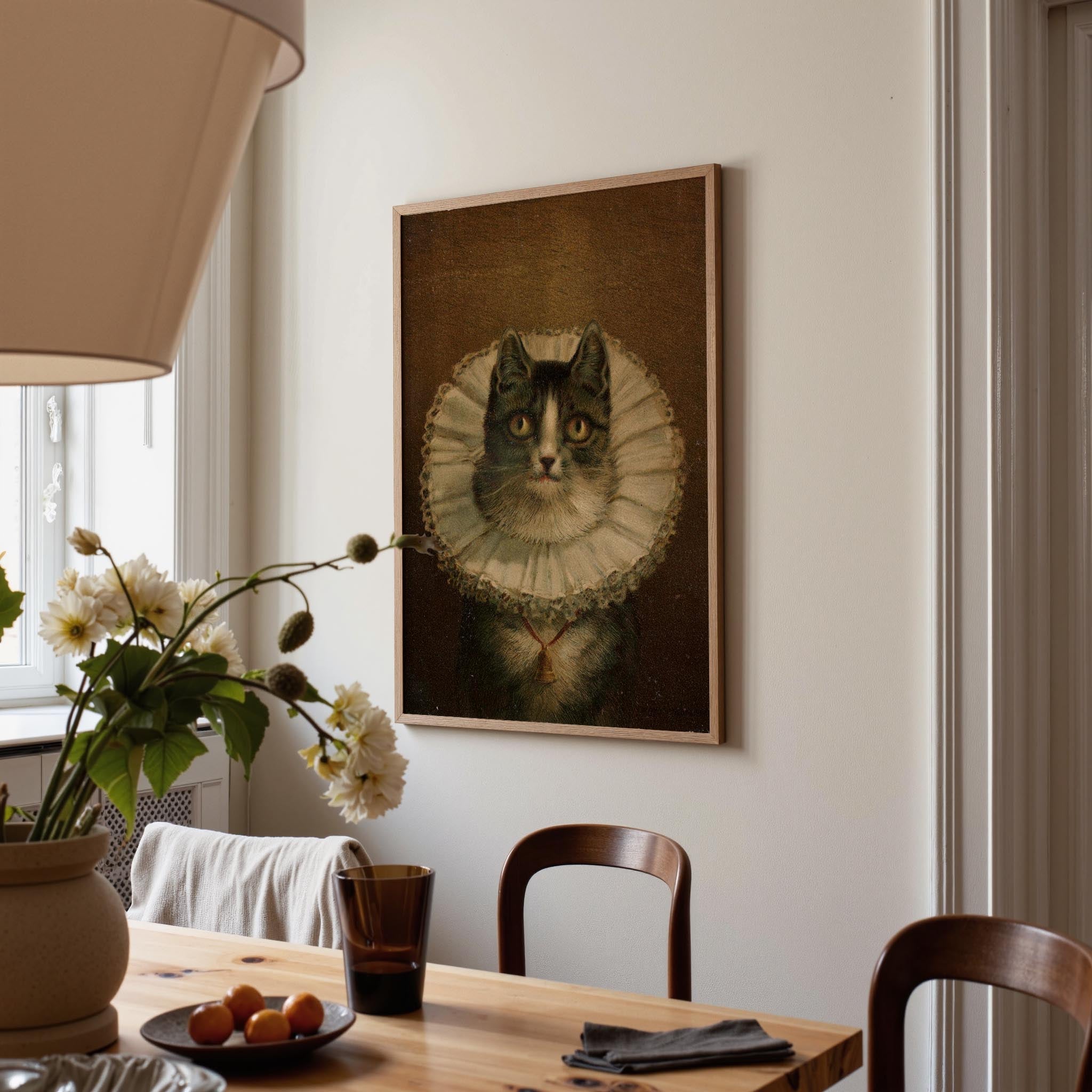 Victorian Cat Portrait Vintage Wall Art Print-Skudaboo