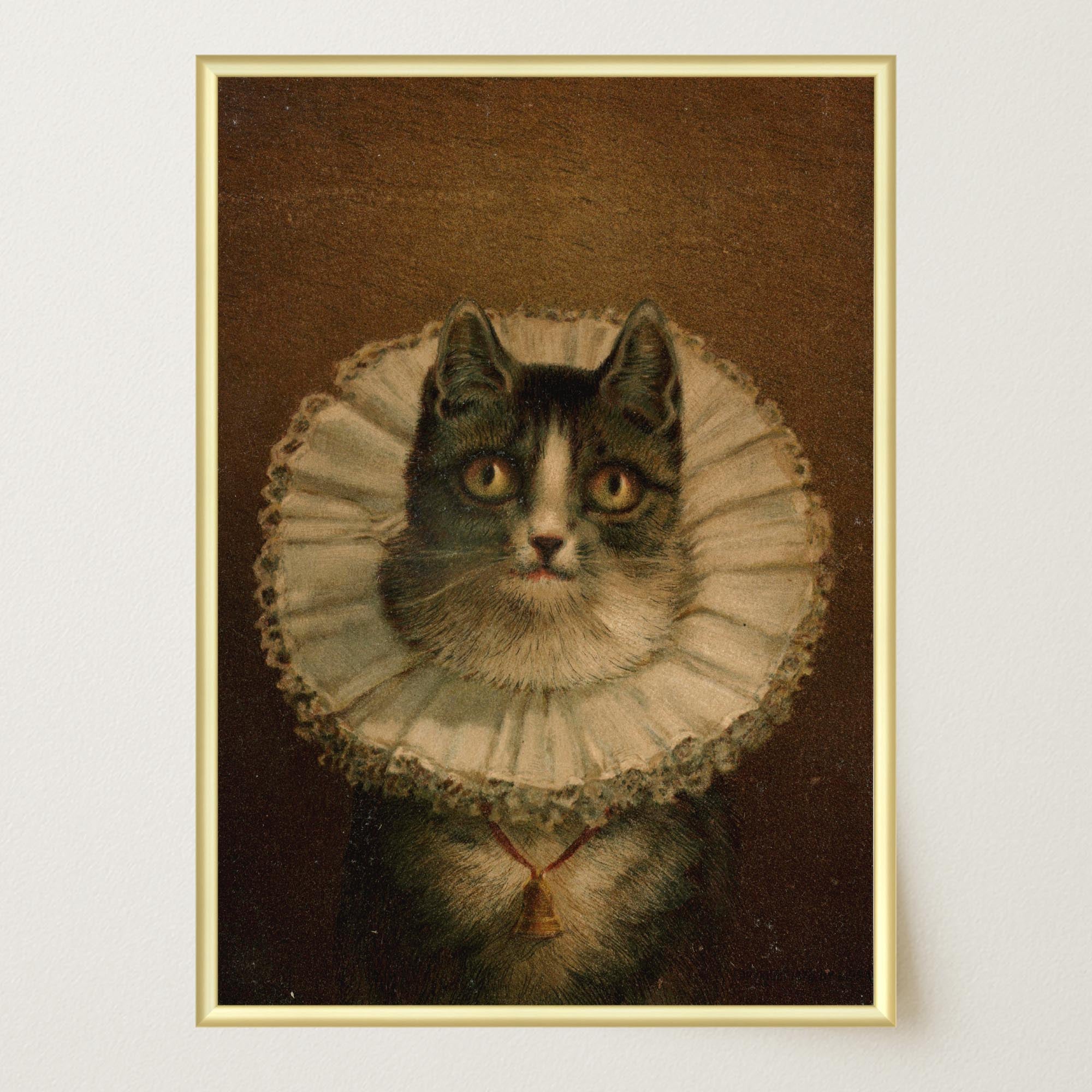 Victorian Cat Portrait Vintage Wall Art Print-Skudaboo