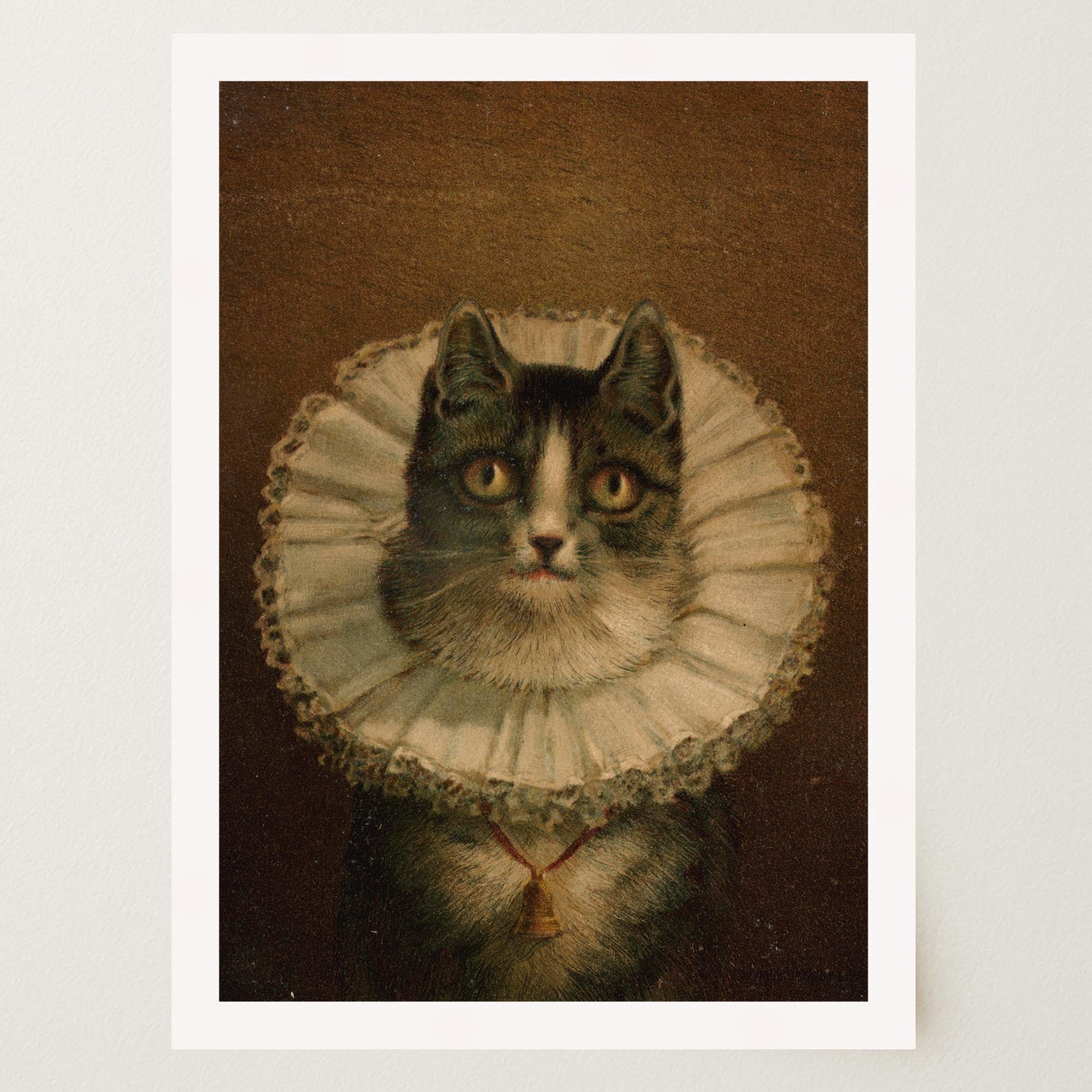 Victorian Cat Portrait Vintage Wall Art Print-Skudaboo