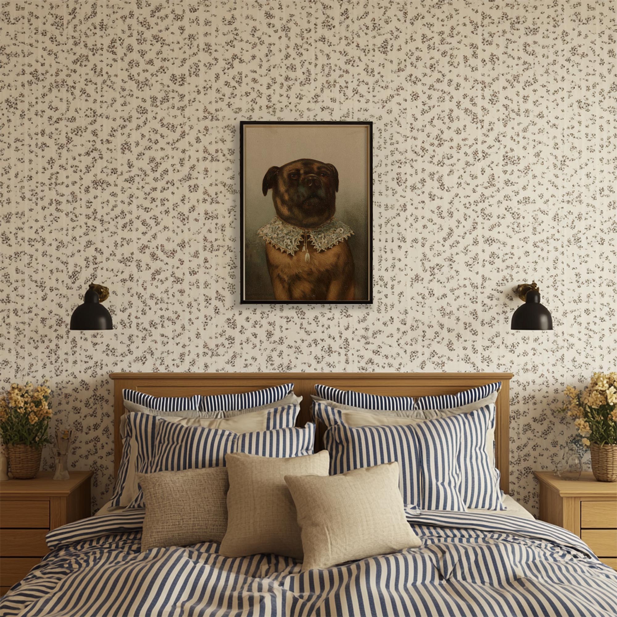 Vintage Dog Portrait Illustration Wall Art Print-Skudaboo