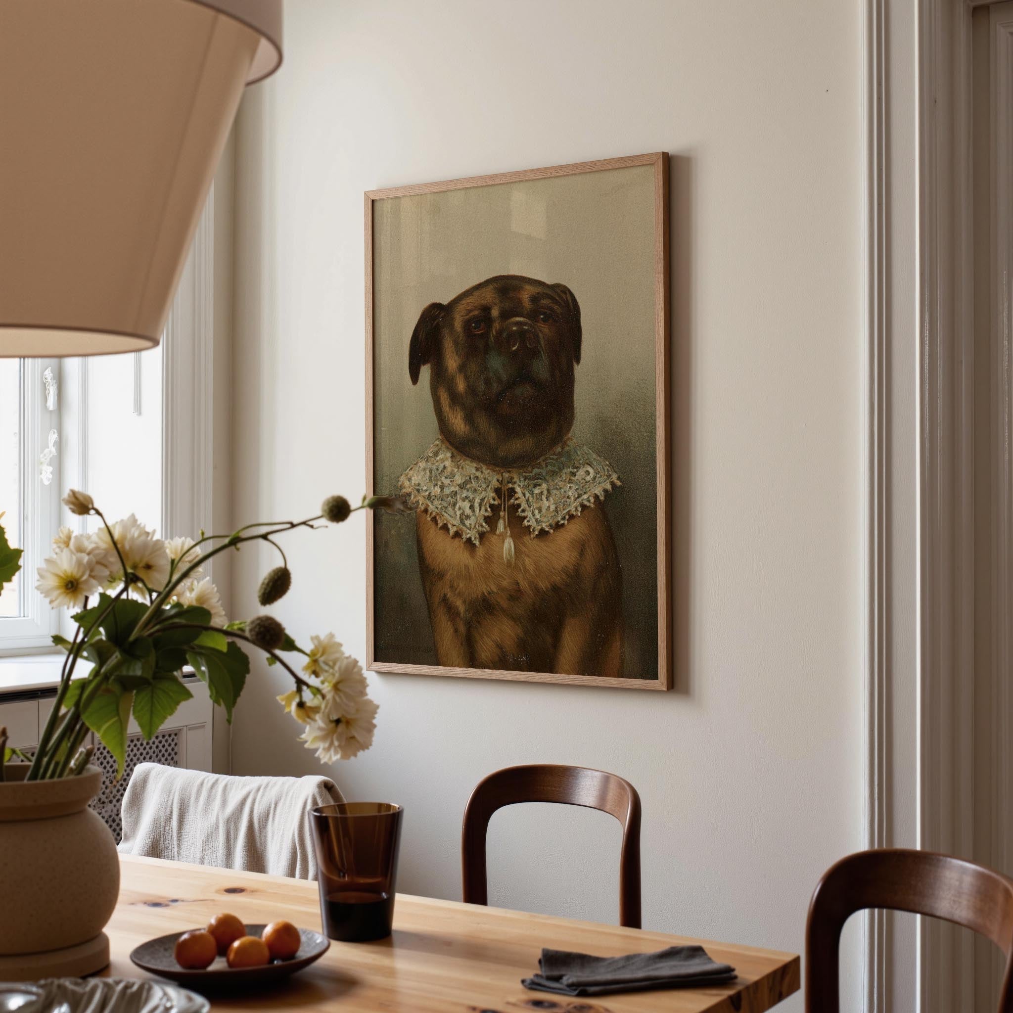 Vintage Dog Portrait Illustration Wall Art Print-Skudaboo