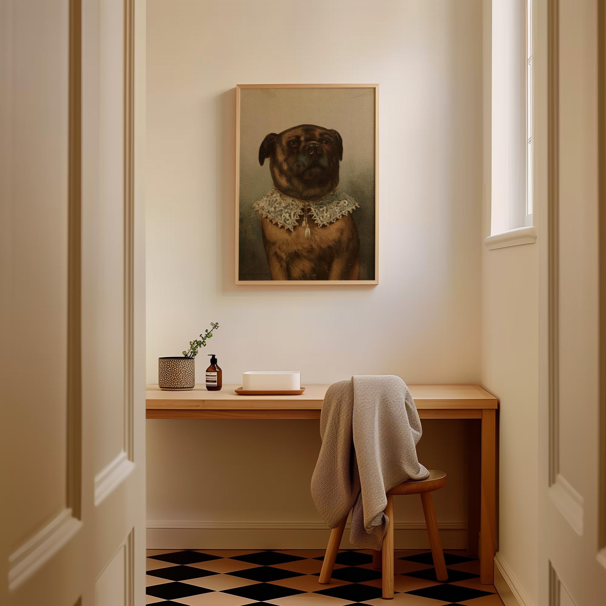 Vintage Dog Portrait Illustration Wall Art Print-Skudaboo