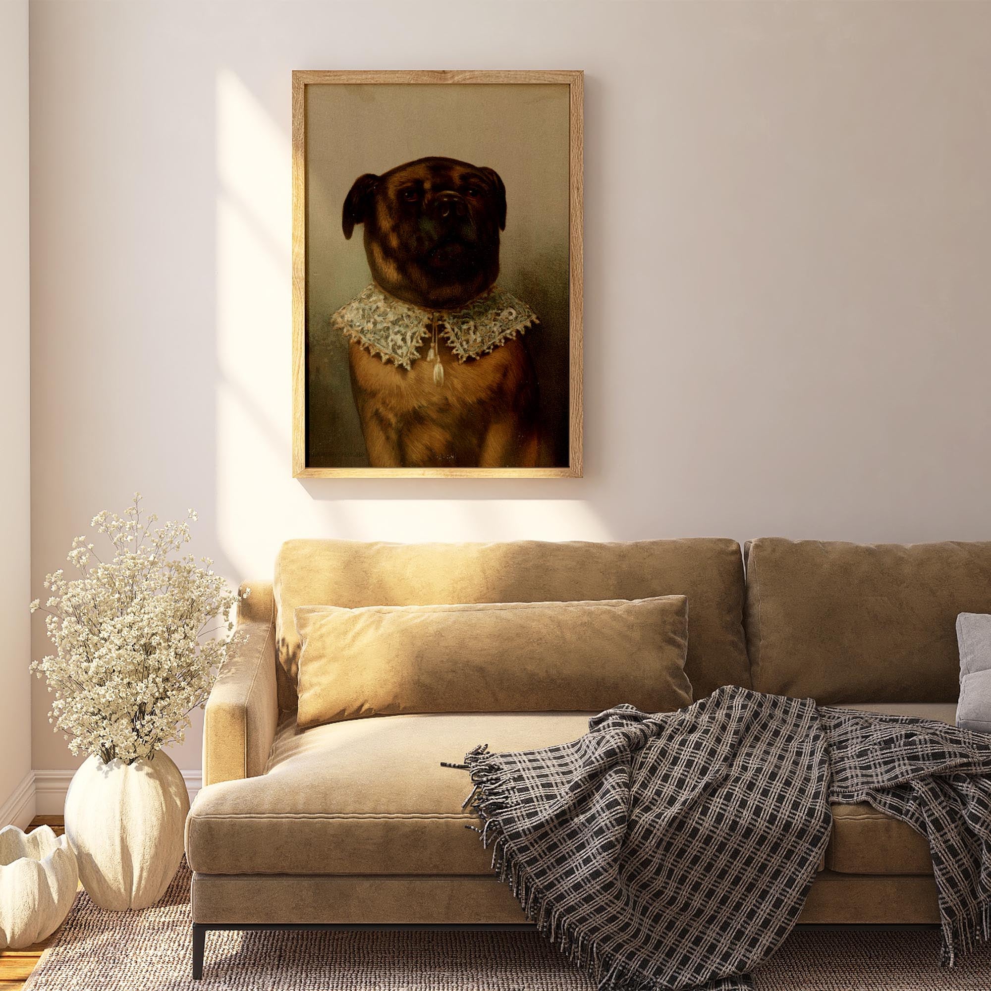 Vintage Dog Portrait Illustration Wall Art Print-Skudaboo