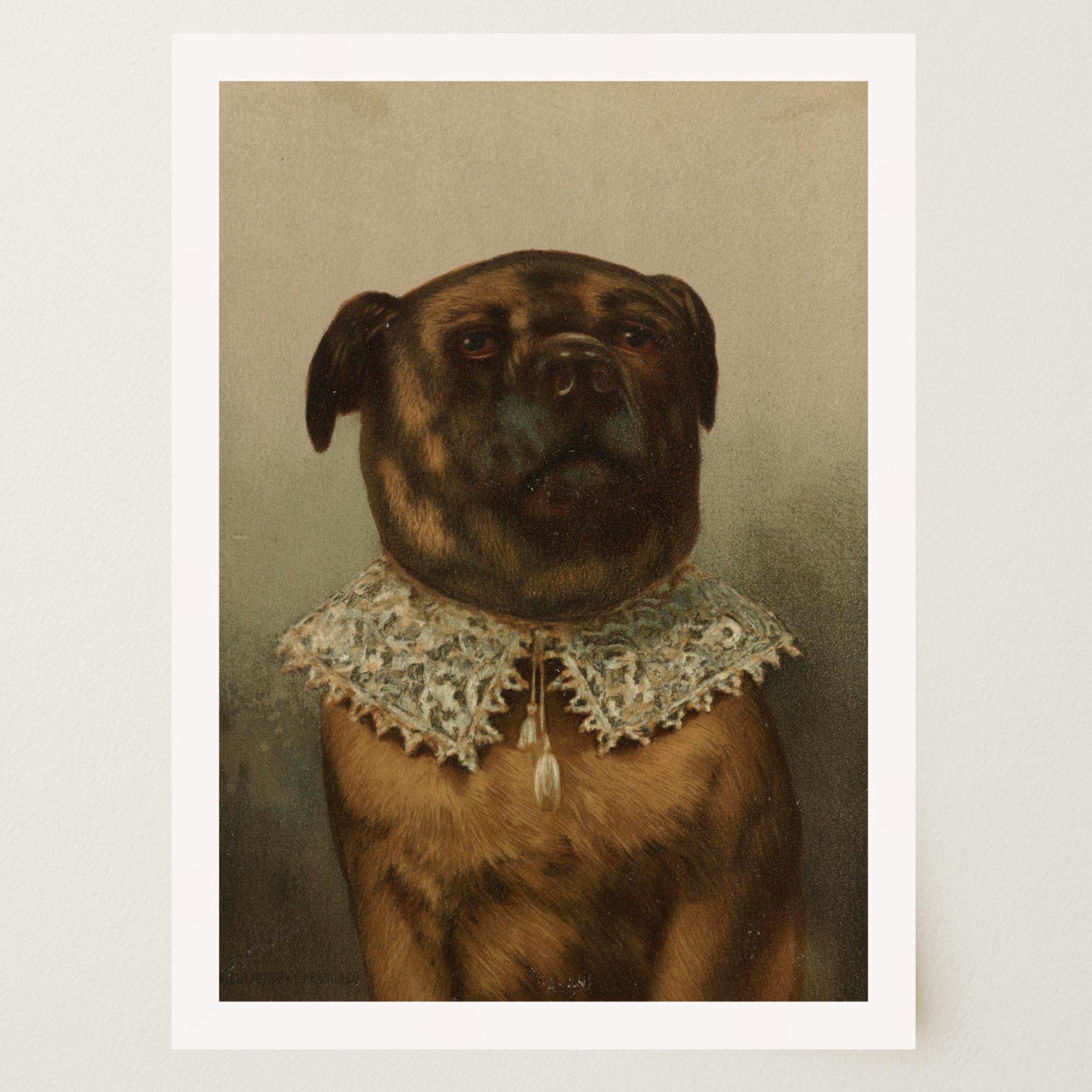 Vintage Dog Portrait Illustration Wall Art Print-Skudaboo