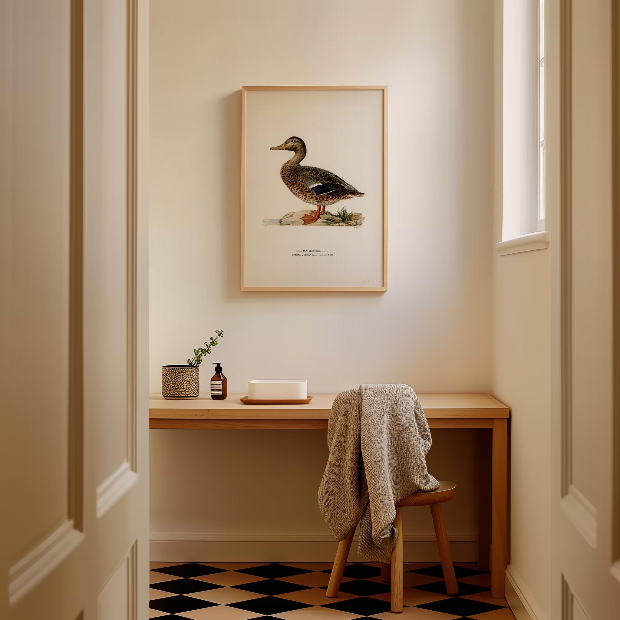 Mallard Duck Vintage Wildlife Wall Art Print-Skudaboo