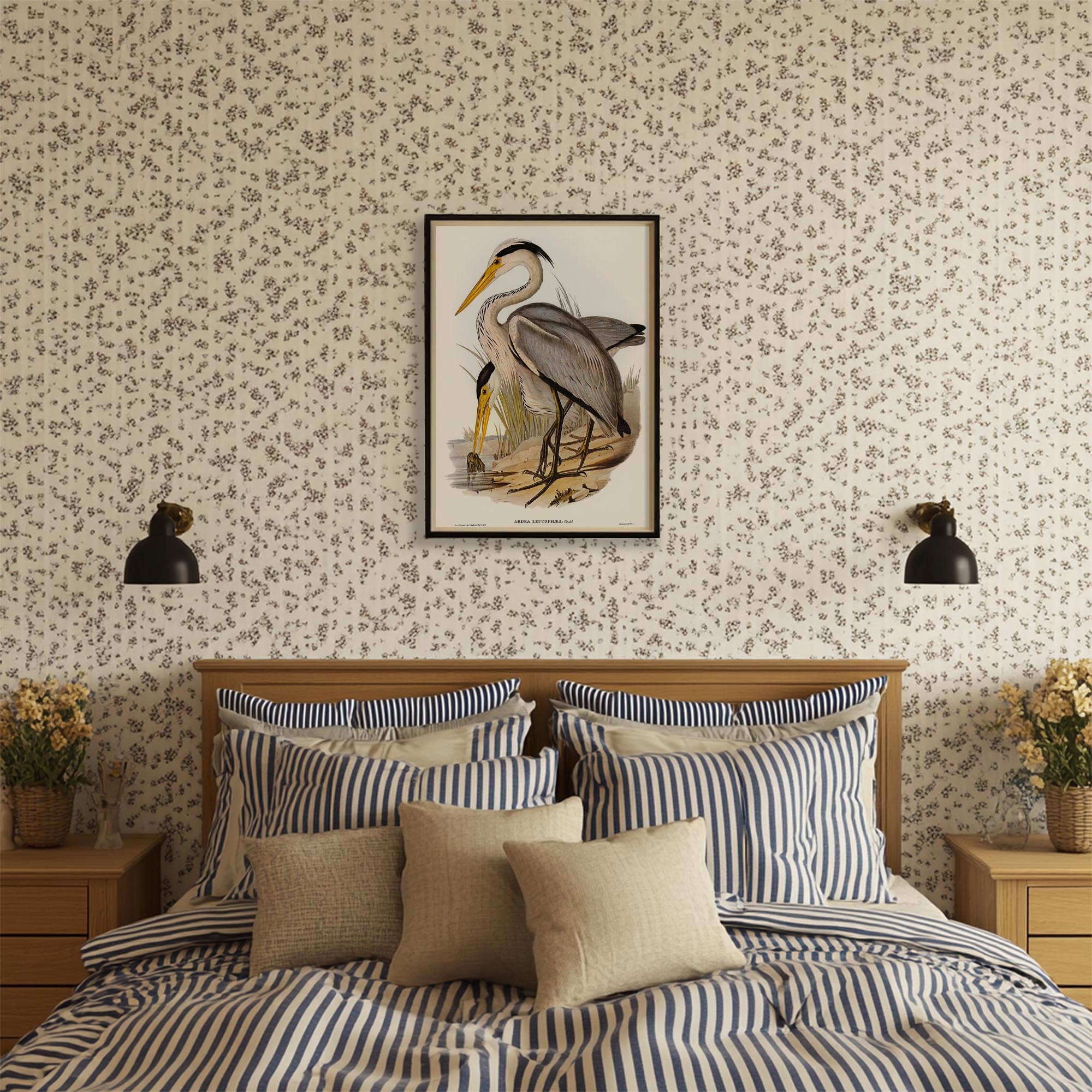 Heron Bird Vintage Nature Wall Art Print-Skudaboo