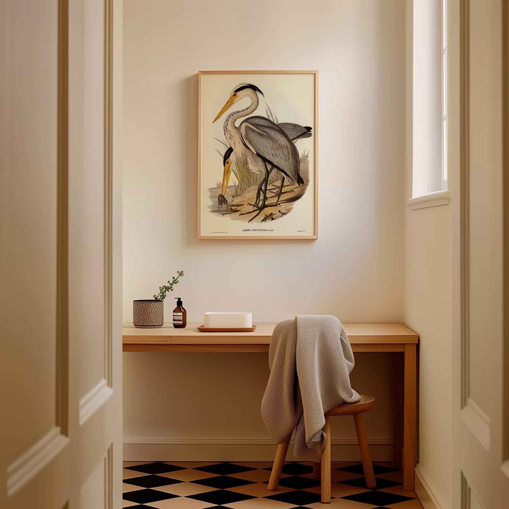Heron Bird Vintage Nature Wall Art Print-Skudaboo