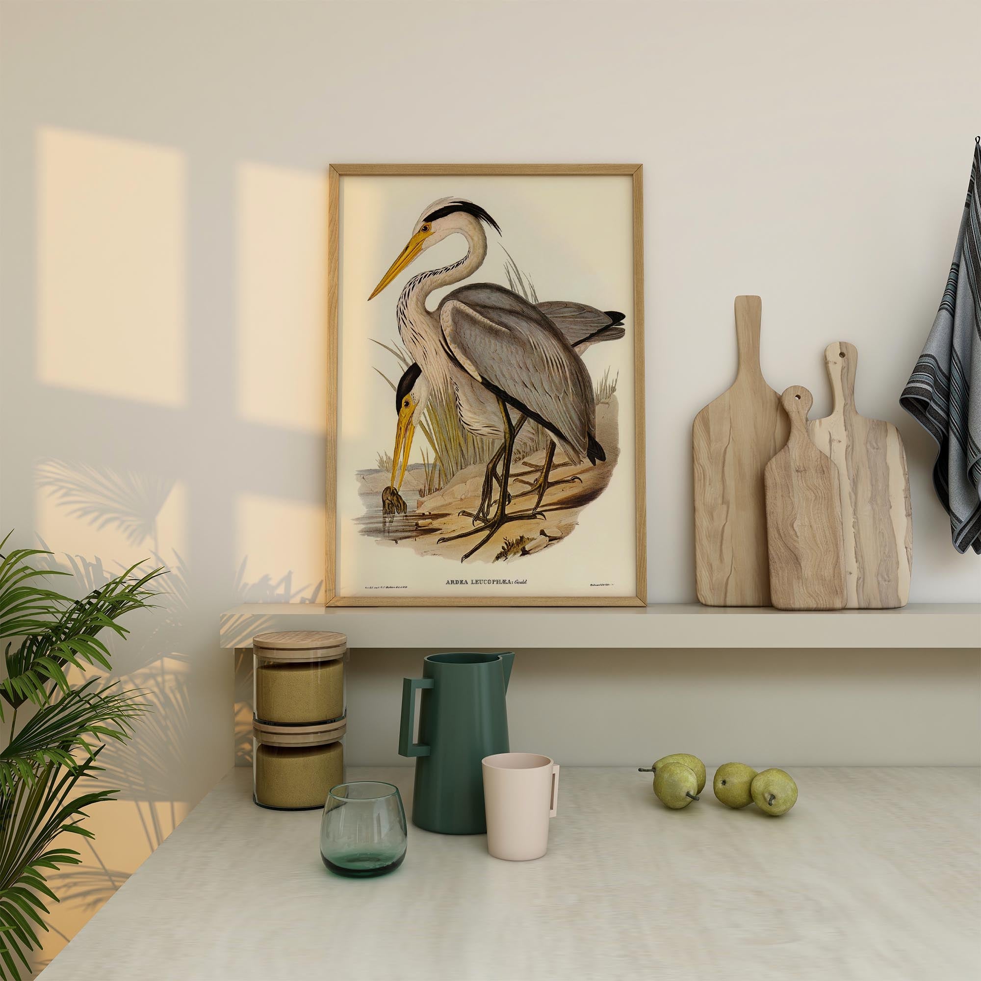 Heron Bird Vintage Nature Wall Art Print-Skudaboo