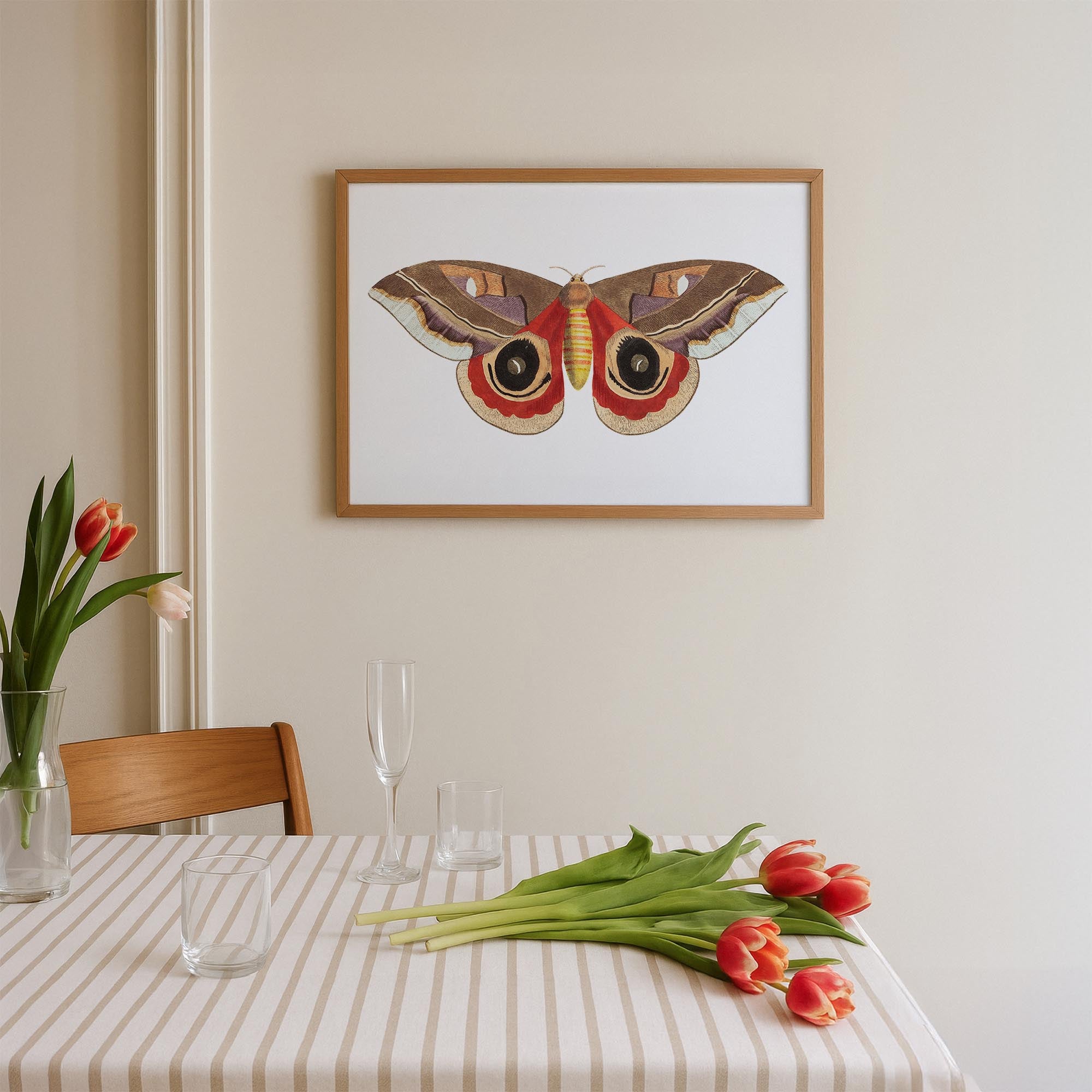 Vintage Moth Illustration Wall Art Print-Skudaboo