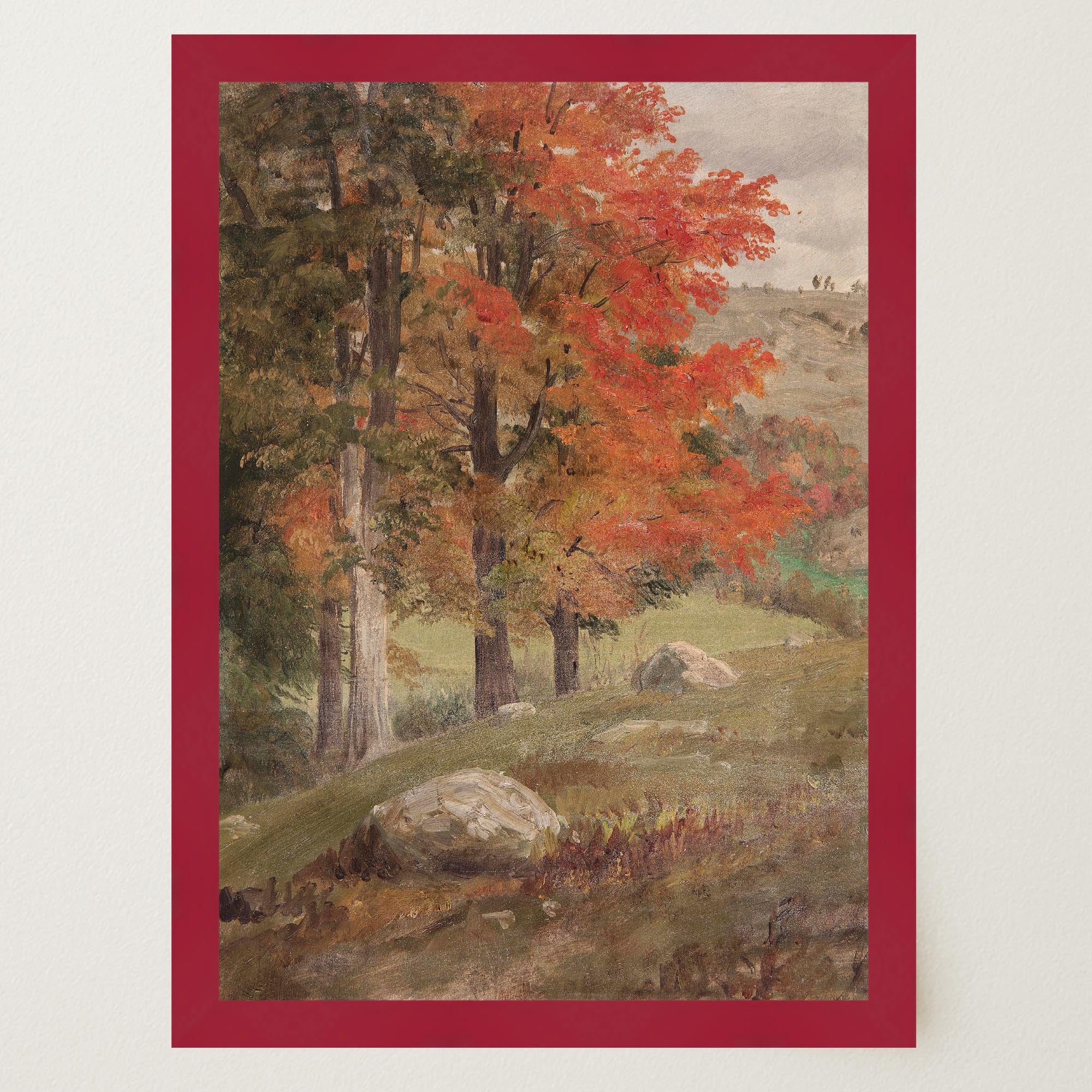 Autumn Woodland Vintage Landscape Wall Art Print-Skudaboo