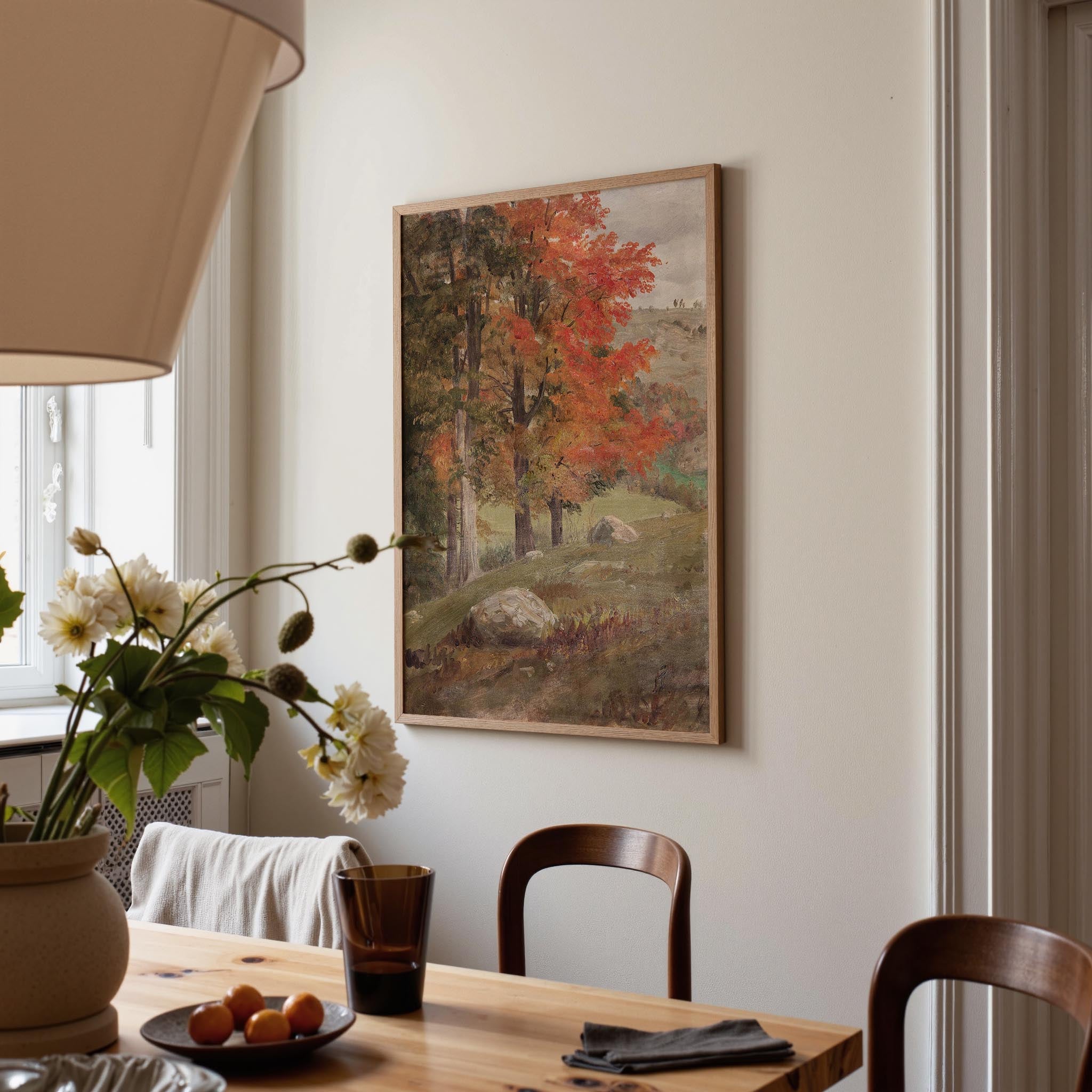 Autumn Woodland Vintage Landscape Wall Art Print-Skudaboo