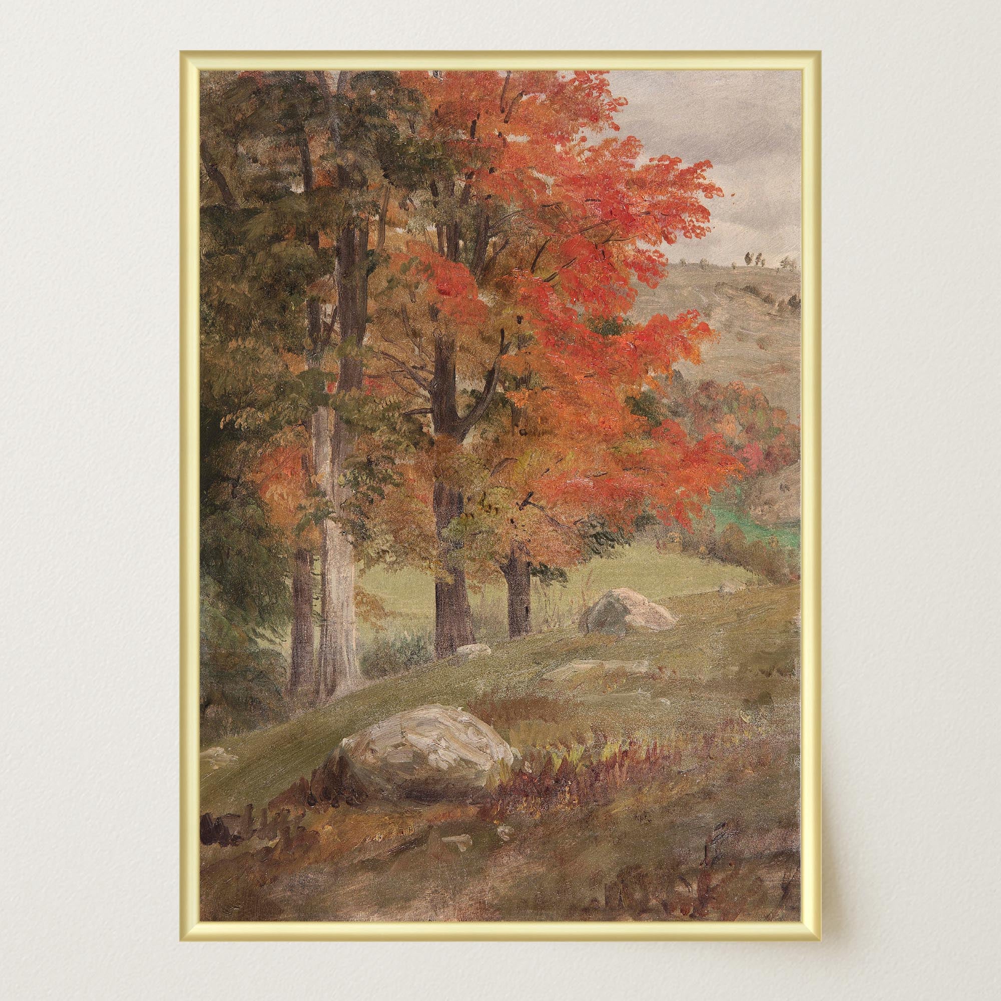 Autumn Woodland Vintage Landscape Wall Art Print-Skudaboo