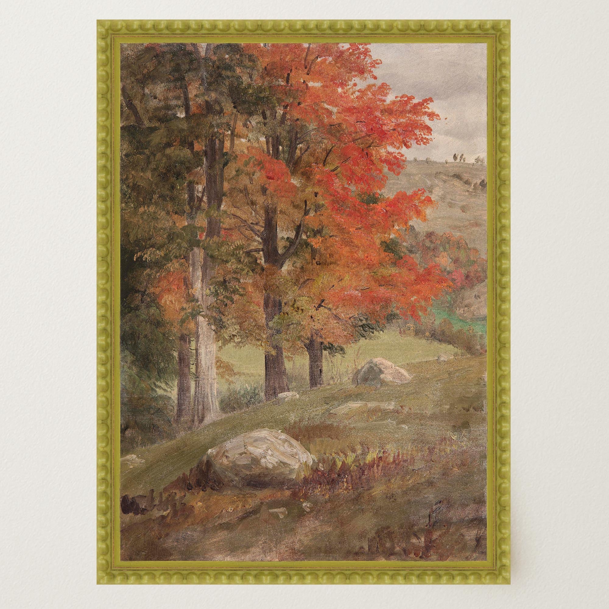 Autumn Woodland Vintage Landscape Wall Art Print-Skudaboo