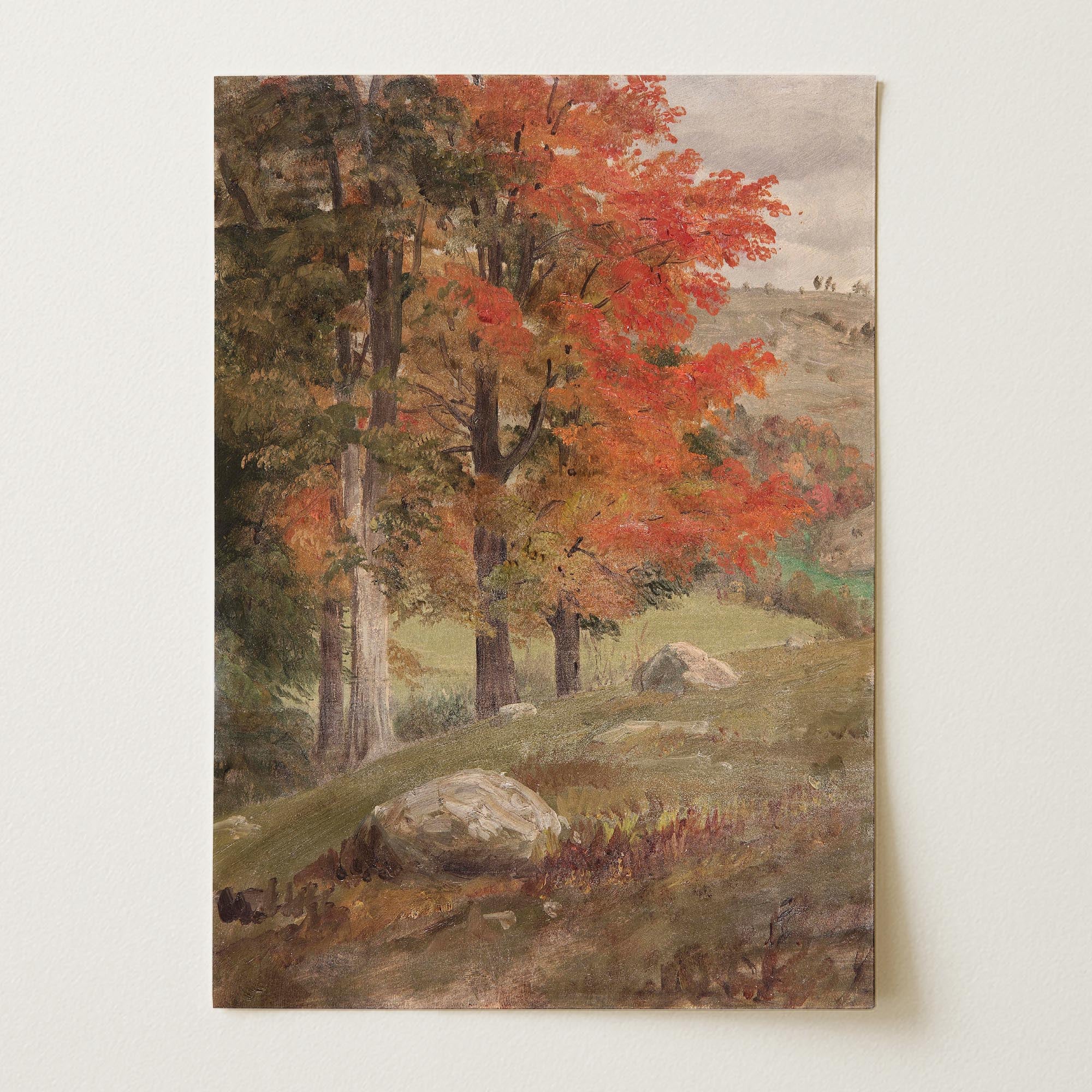 Autumn Woodland Vintage Landscape Wall Art Print-Skudaboo