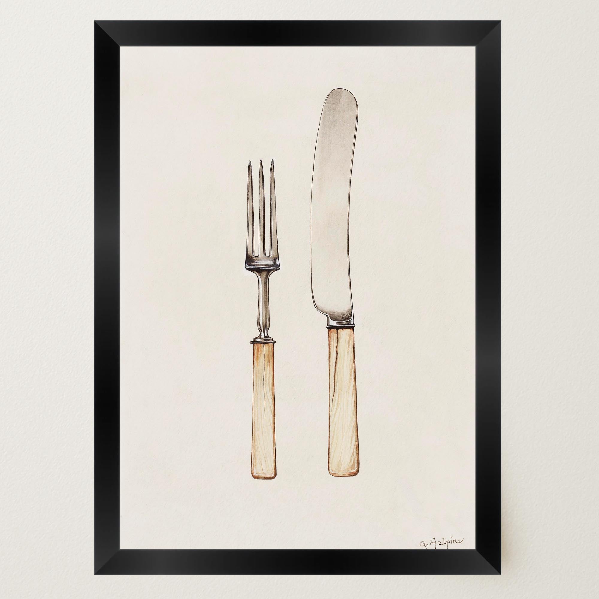 Vintage Cutlery Kitchen Art Print-Skudaboo