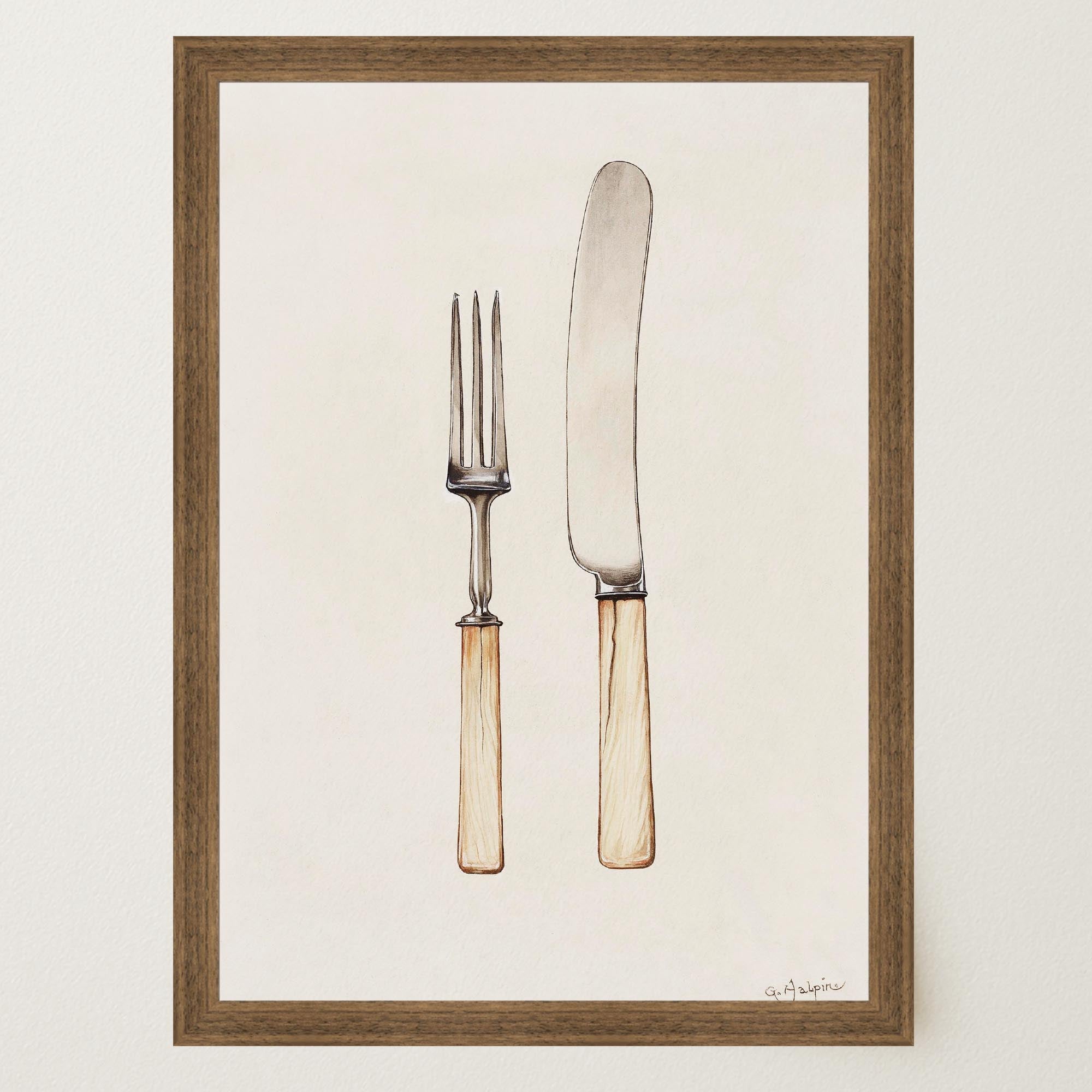 Vintage Cutlery Kitchen Art Print-Skudaboo