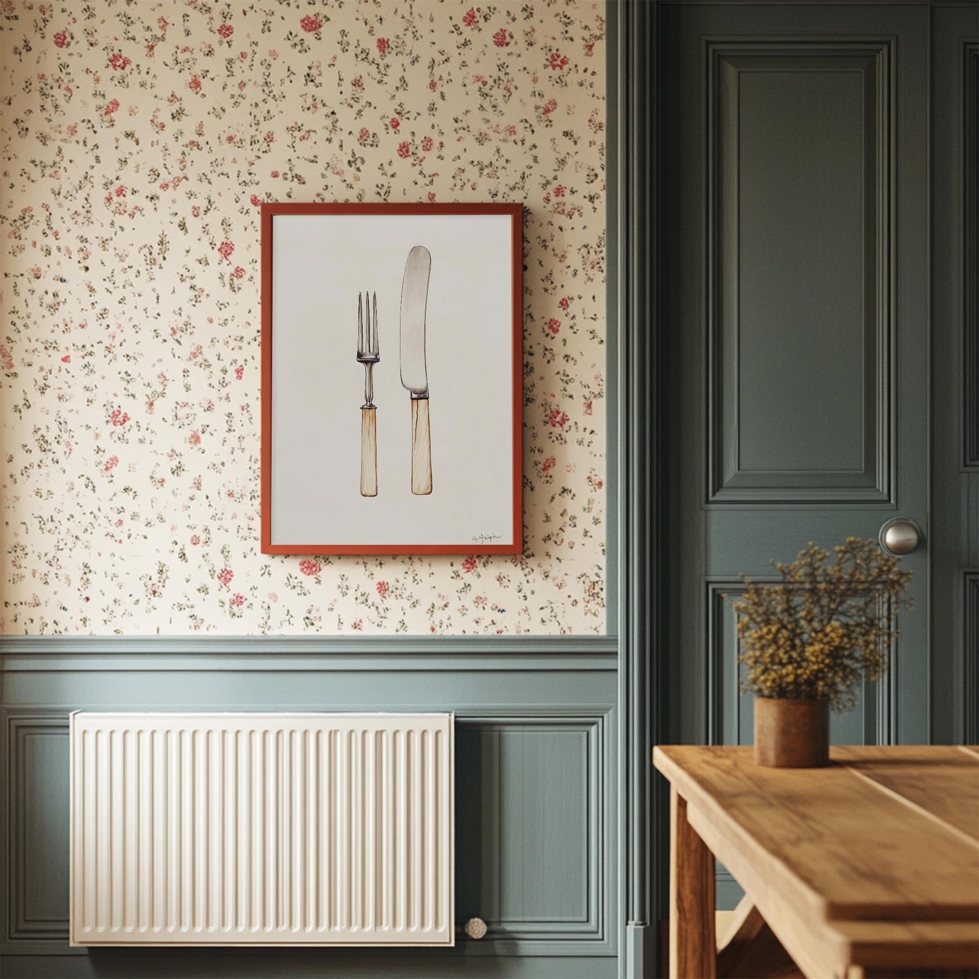 Vintage Cutlery Kitchen Art Print-Skudaboo