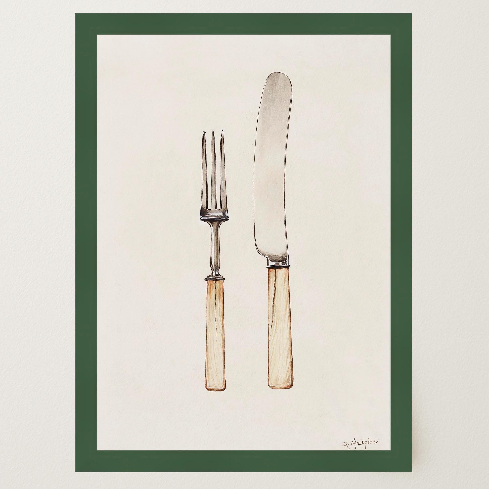 Vintage Cutlery Kitchen Art Print-Skudaboo
