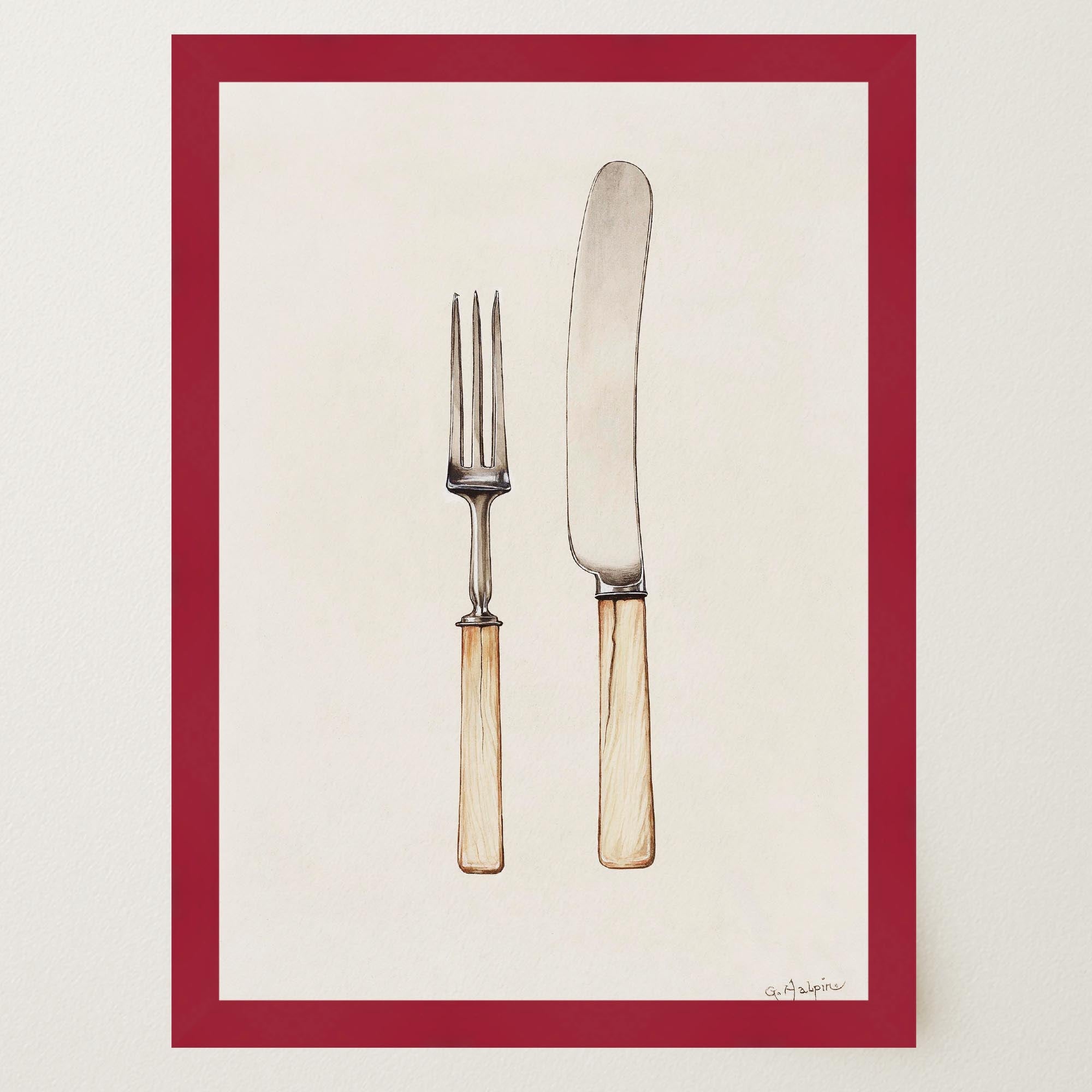 Vintage Cutlery Kitchen Art Print-Skudaboo