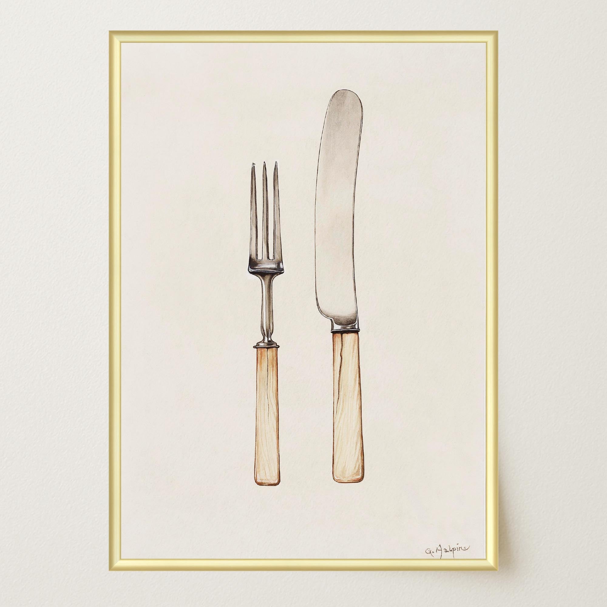 Vintage Cutlery Kitchen Art Print-Skudaboo