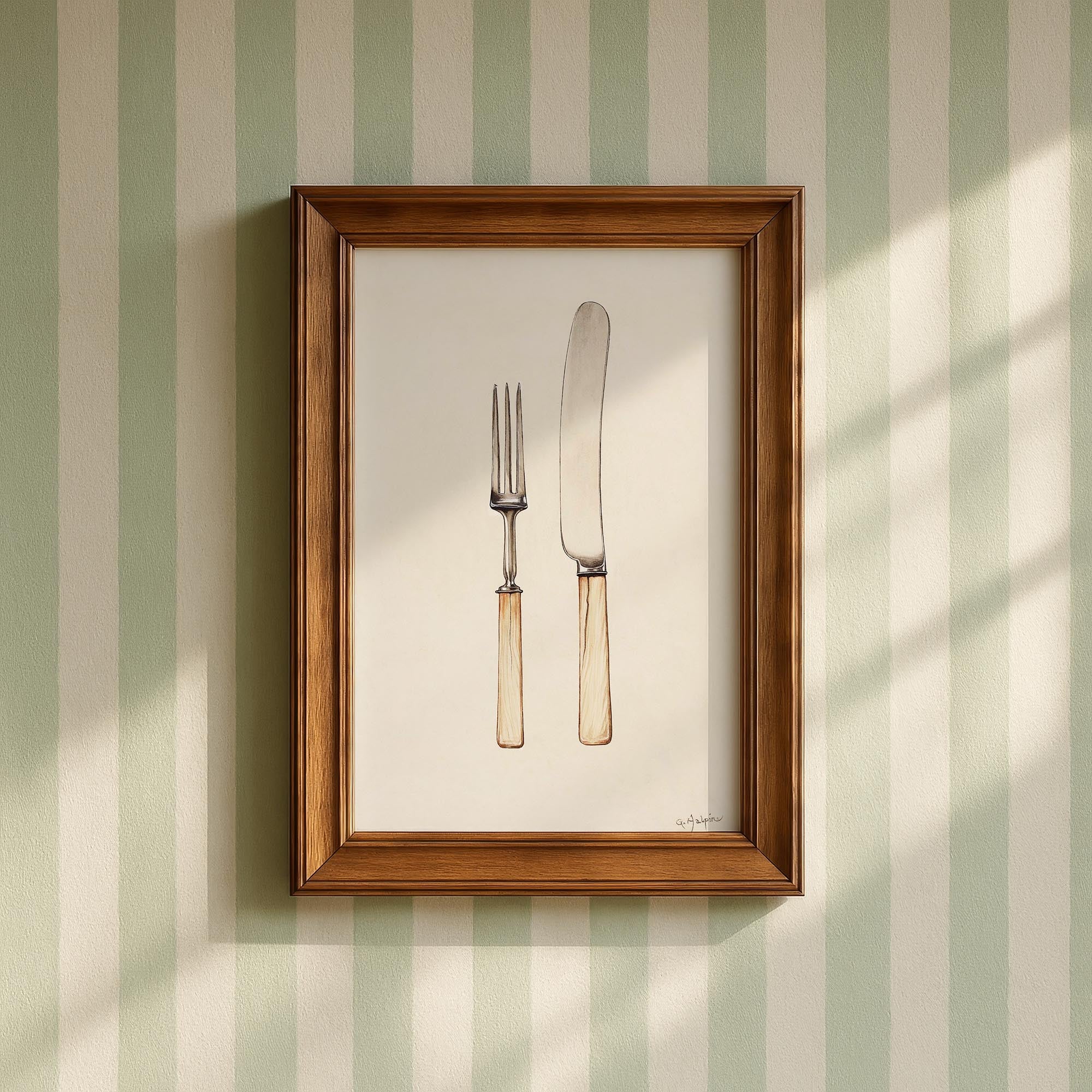 Vintage Cutlery Kitchen Wall Art Print-Skudaboo
