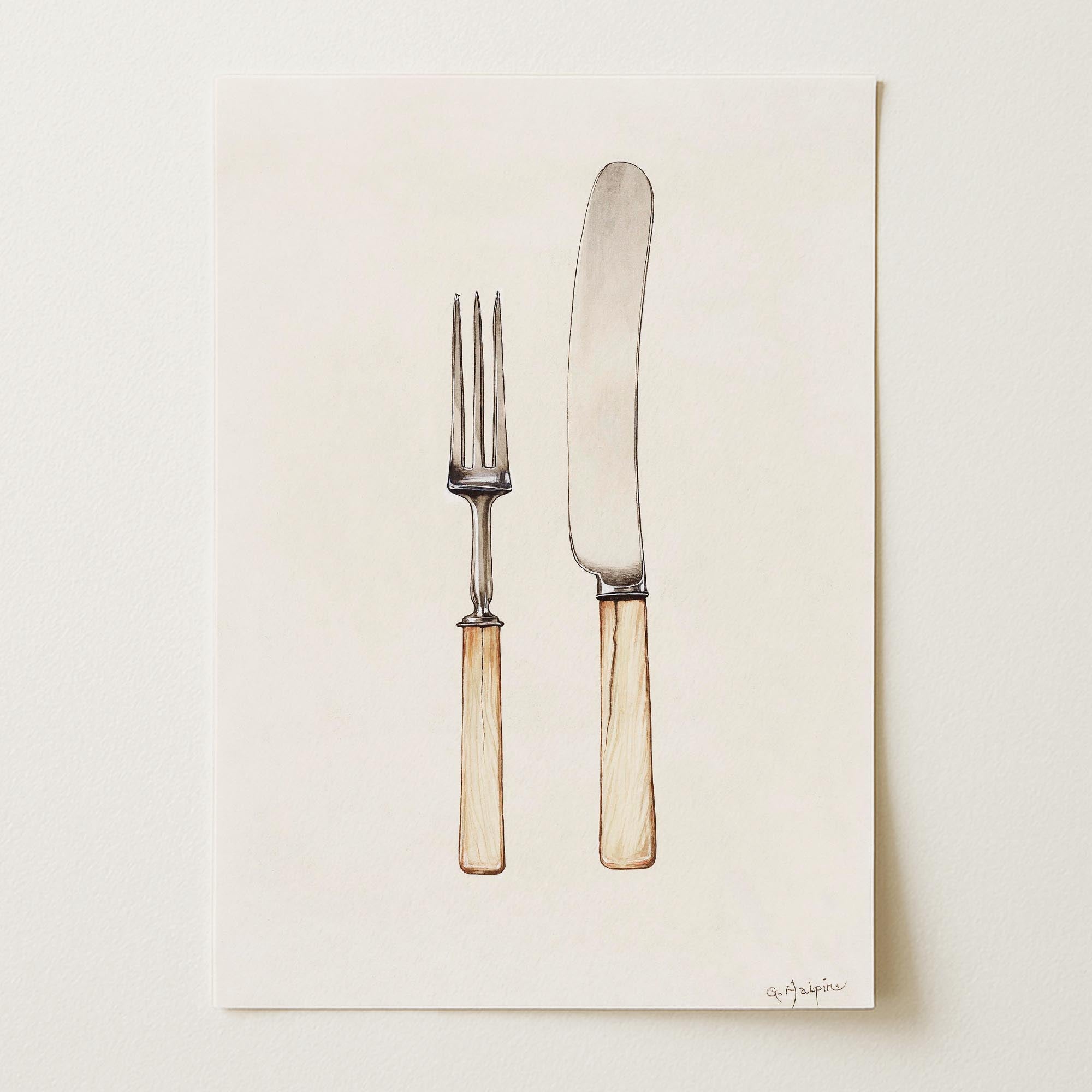 Vintage Cutlery Kitchen Art Print-Skudaboo