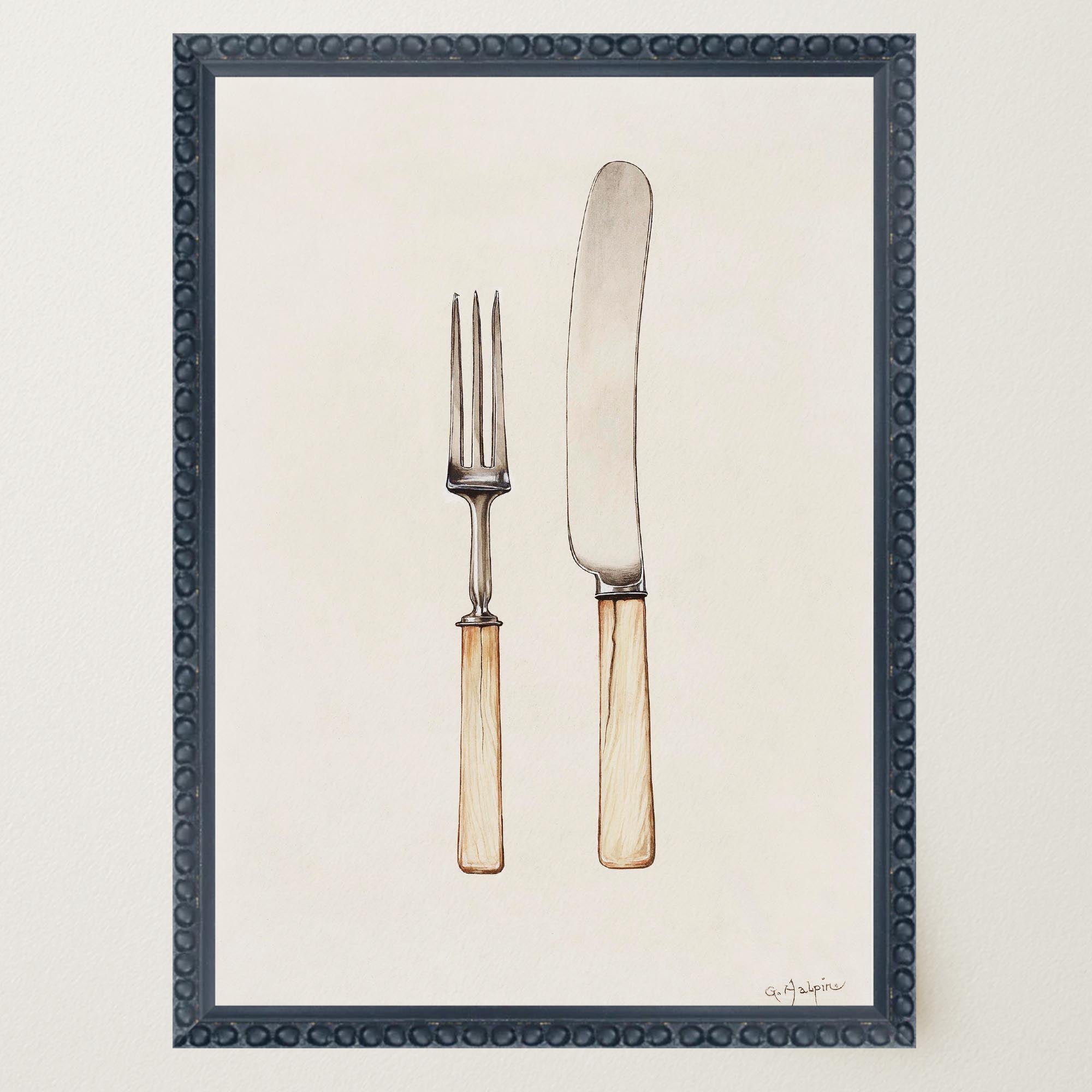 Vintage Cutlery Kitchen Art Print-Skudaboo