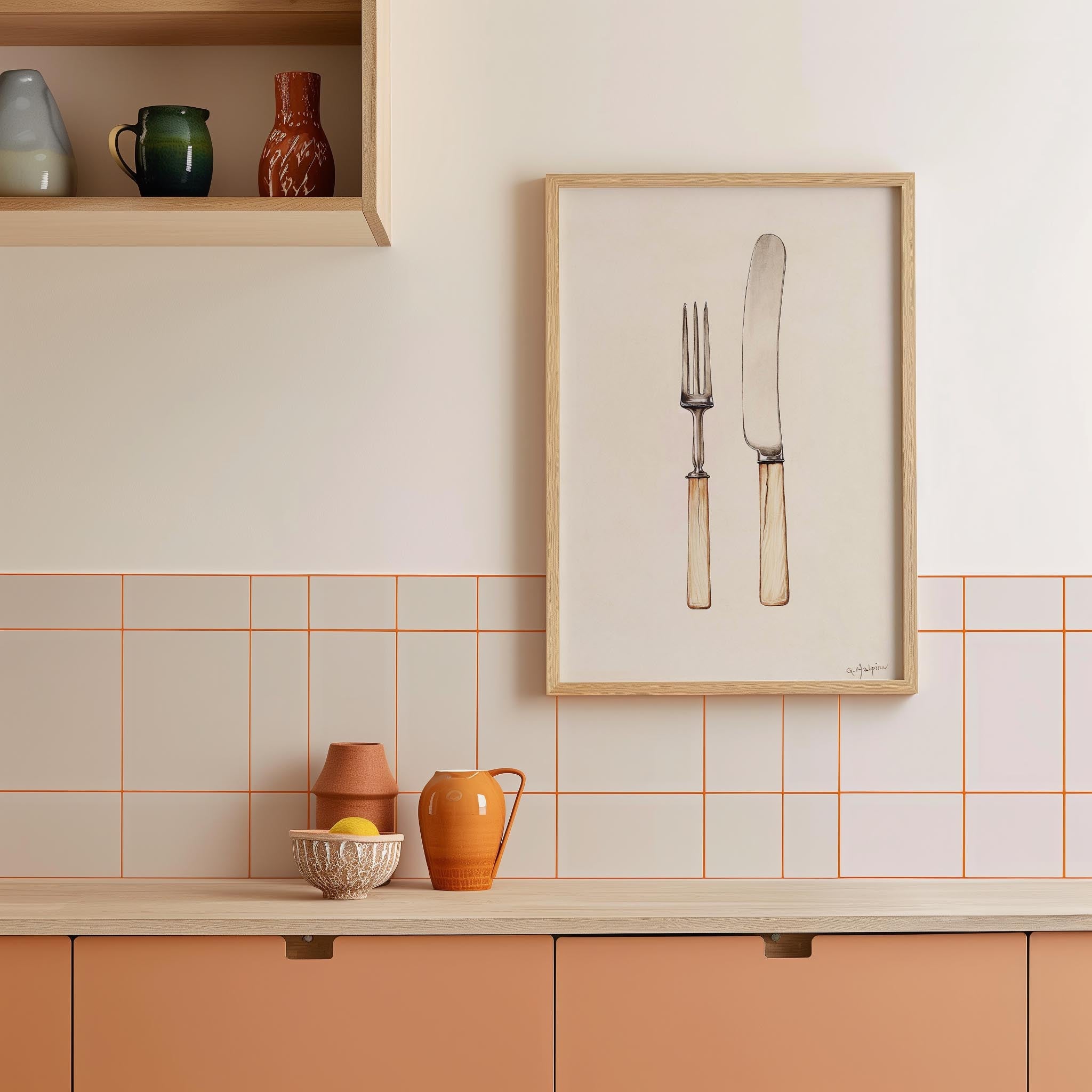 Vintage Cutlery Kitchen Art Print-Skudaboo