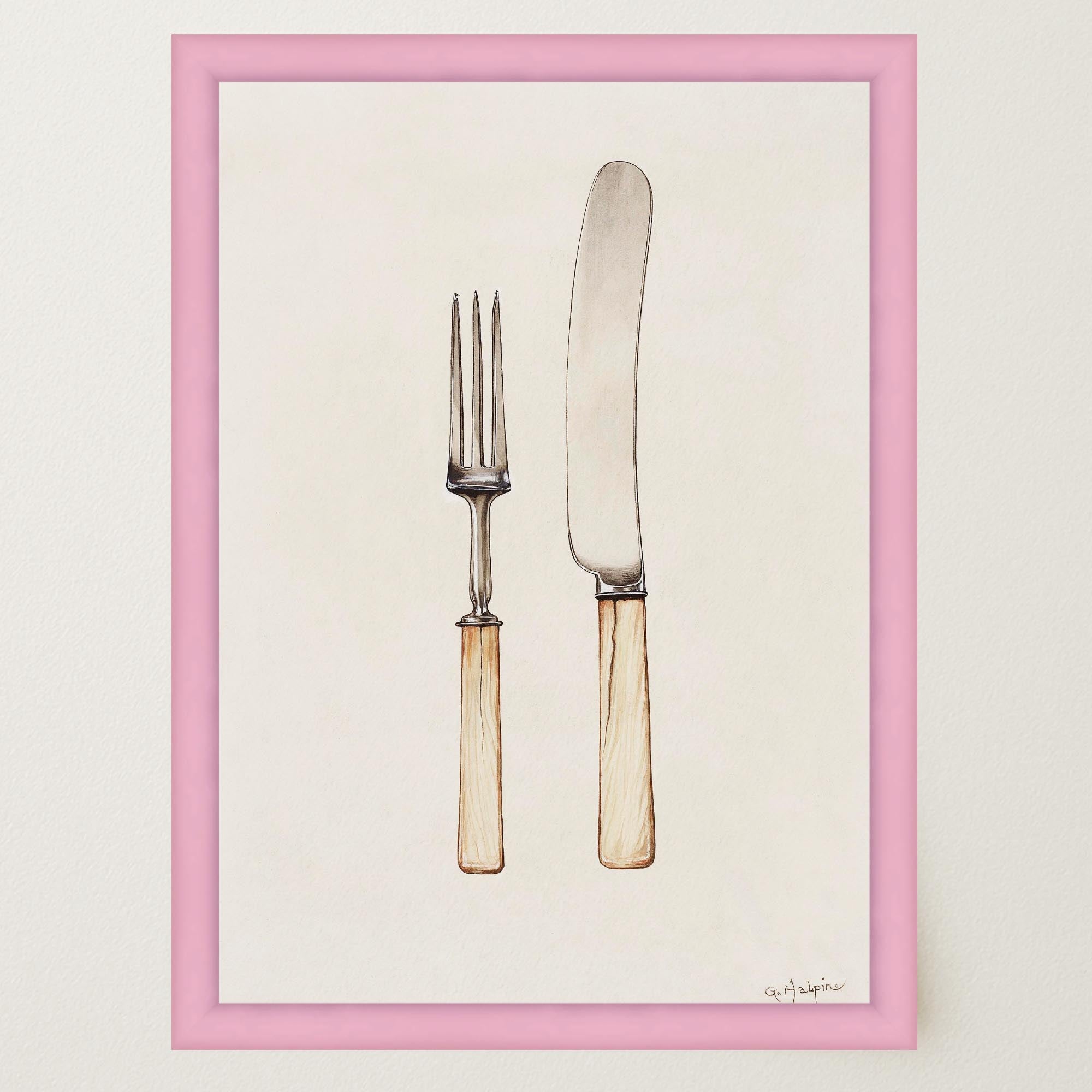 Vintage Cutlery Kitchen Art Print-Skudaboo