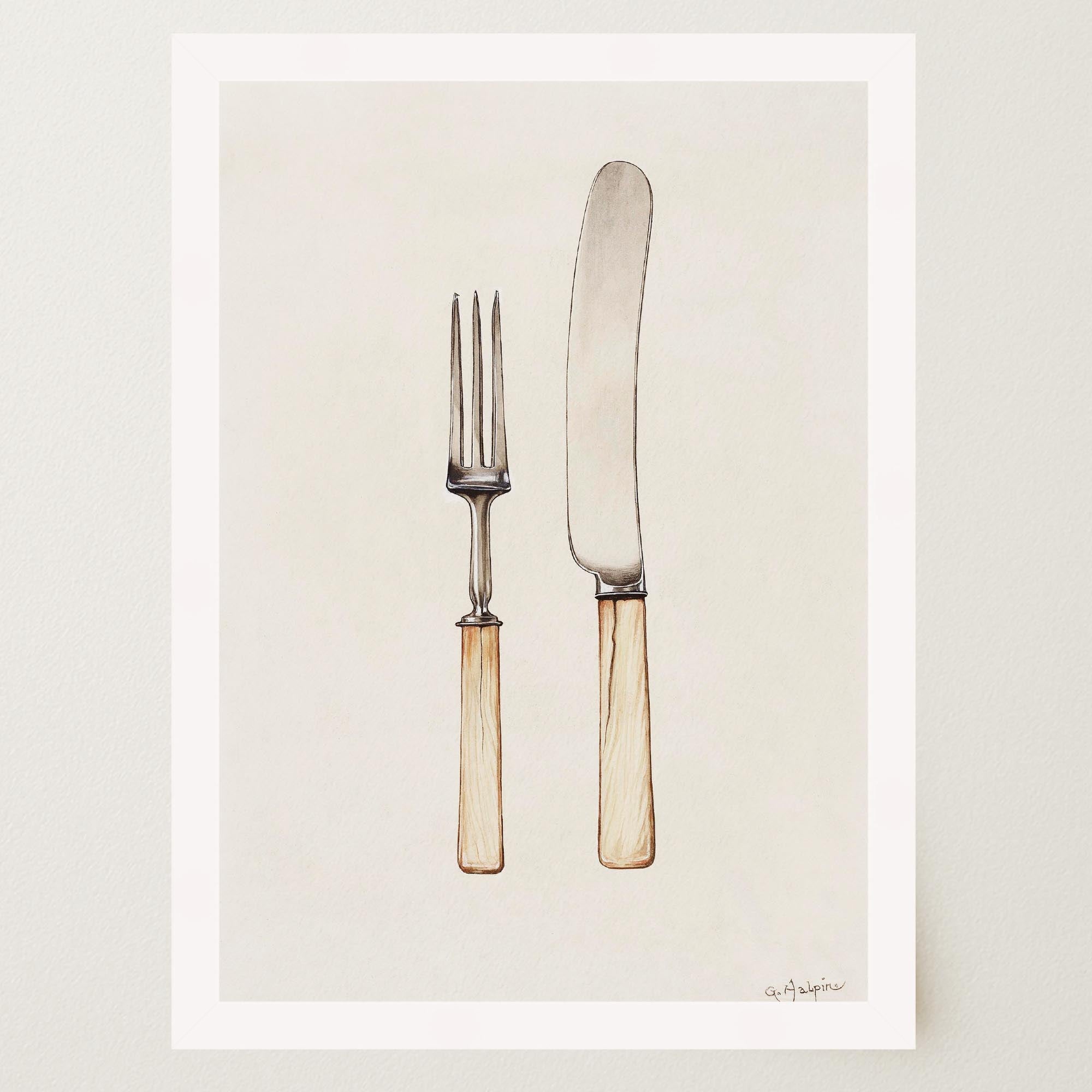 Vintage Cutlery Kitchen Art Print-Skudaboo