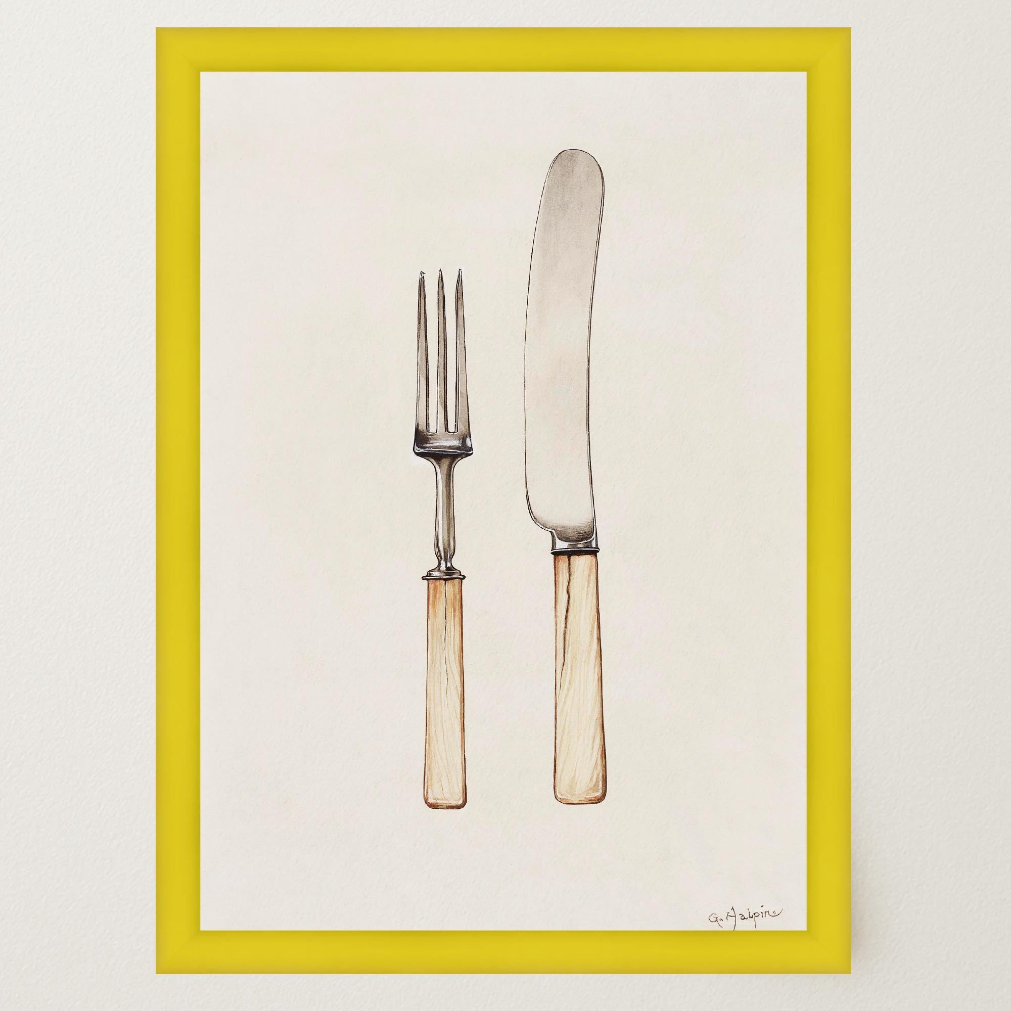 Vintage Cutlery Kitchen Art Print-Skudaboo