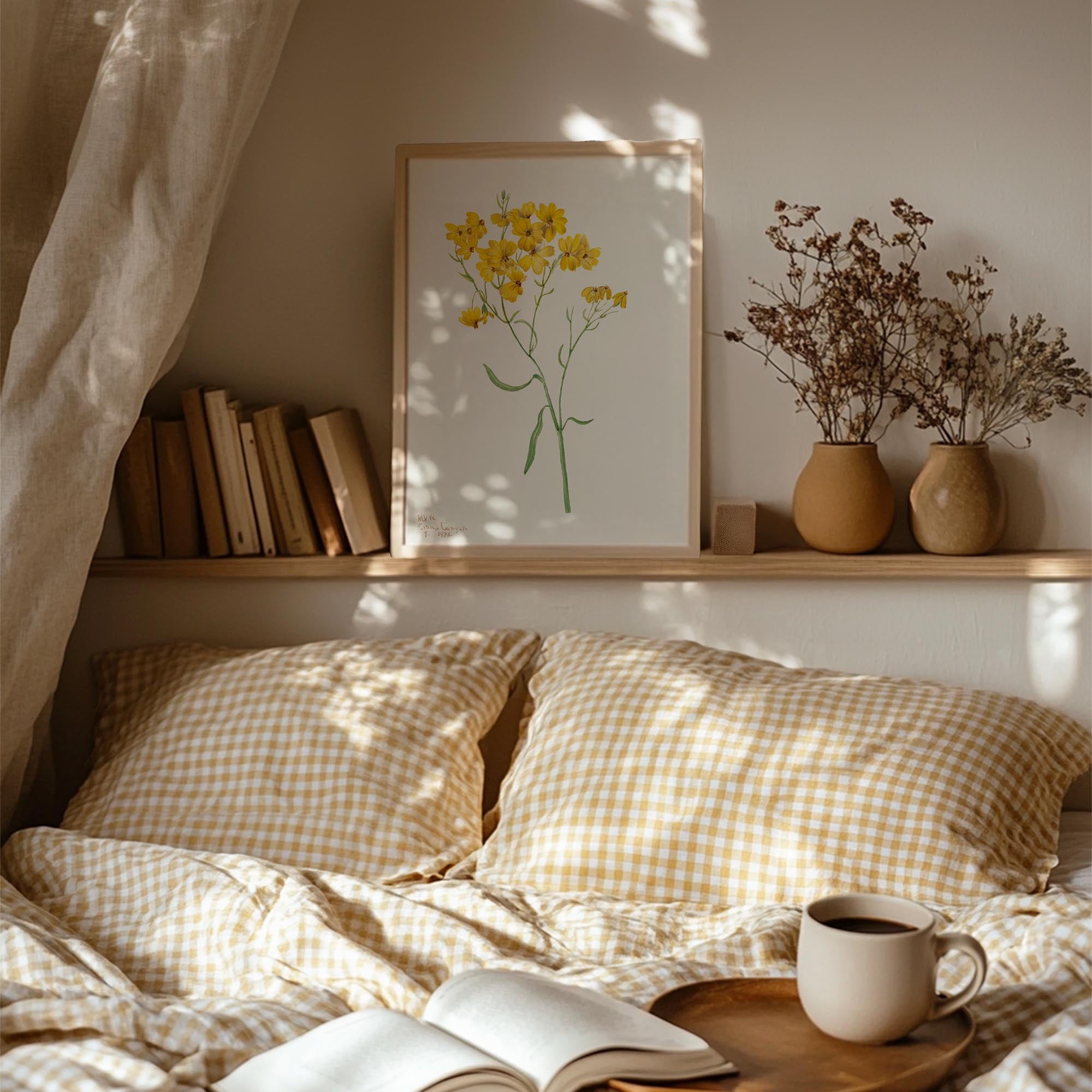 Yellow Wildflower Vintage Botanical Wall Art Print-Skudaboo