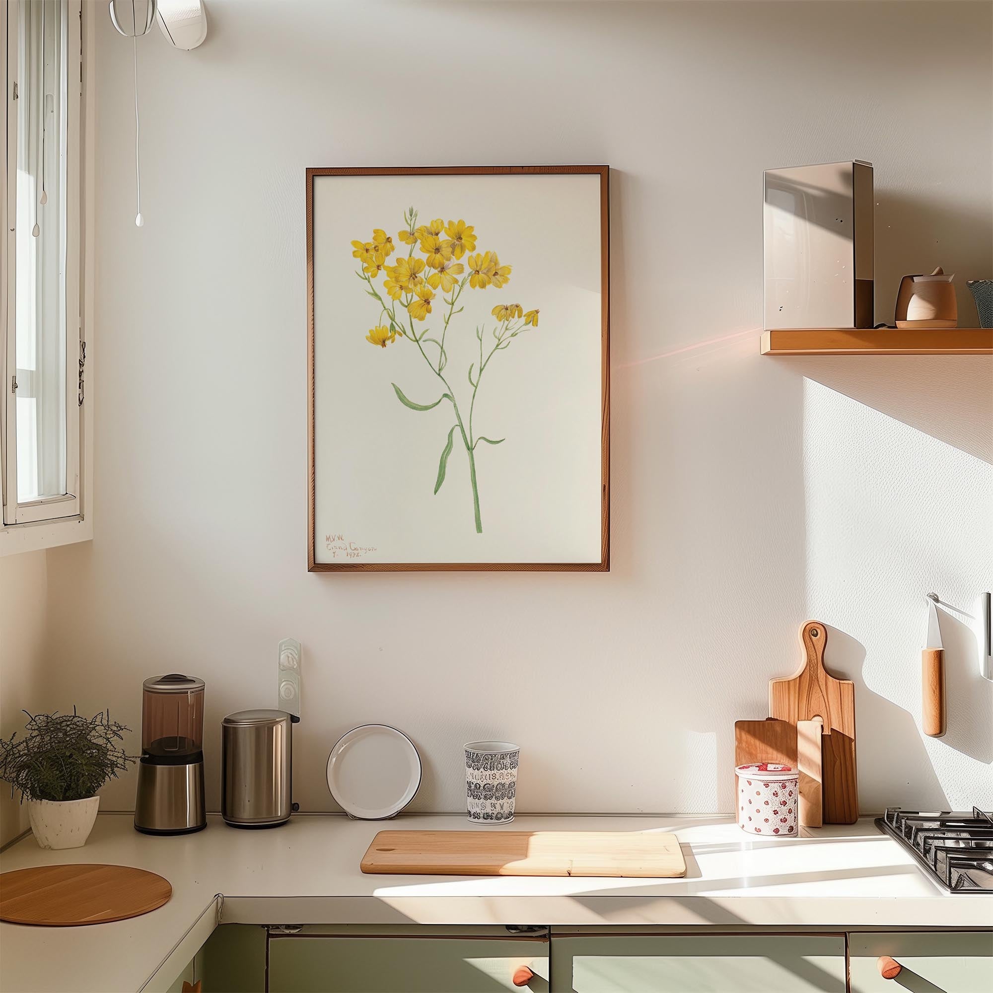 Yellow Wildflower Vintage Botanical Wall Art Print-Skudaboo