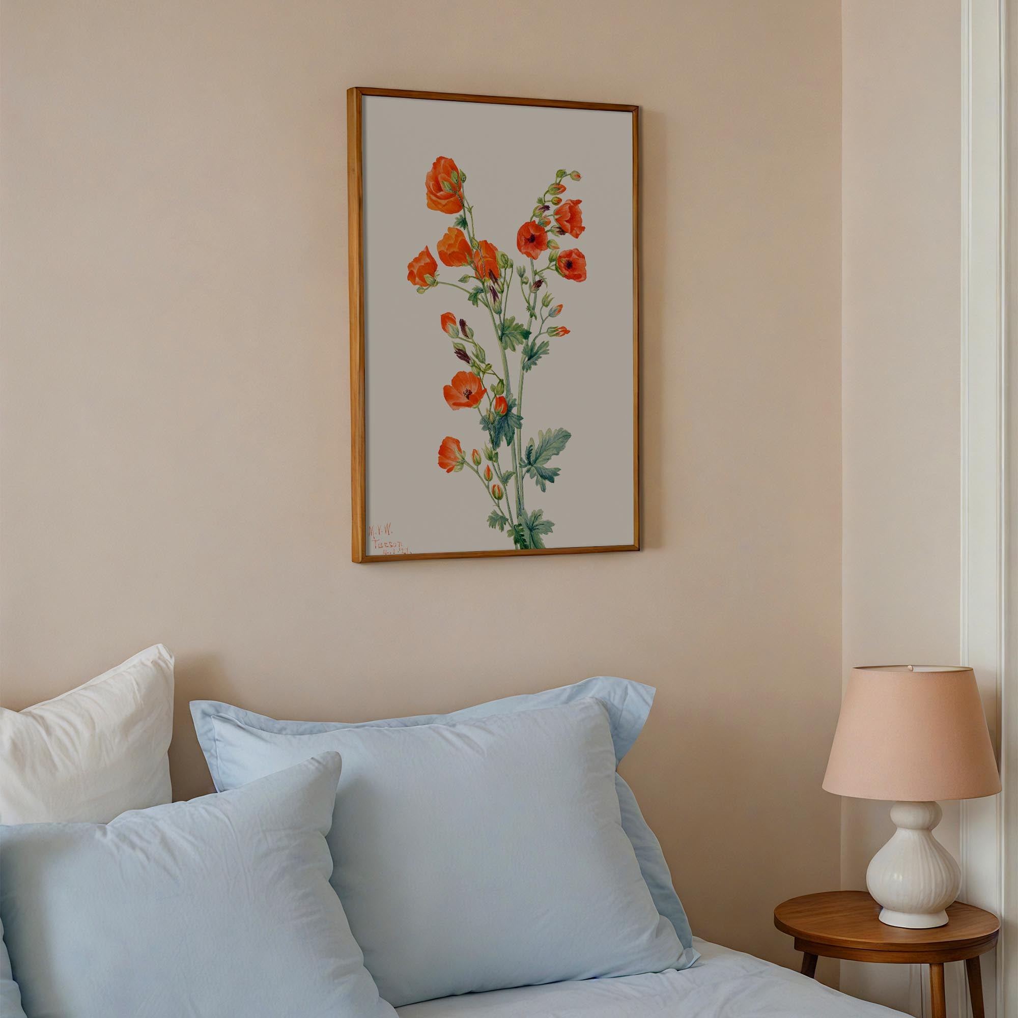 Red Poppy Flower Vintage Botanical Wall Art Print-Skudaboo