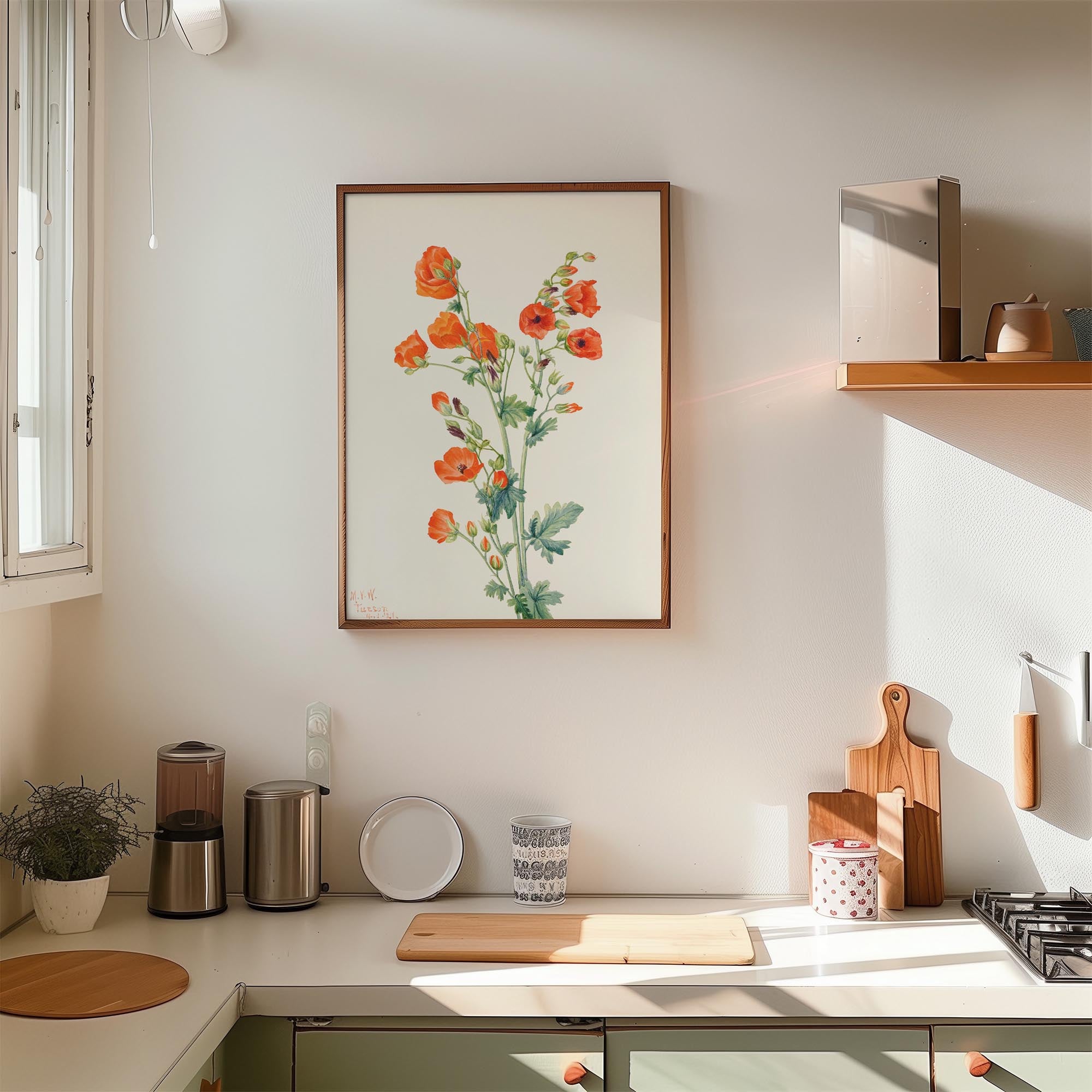 Red Poppy Flower Vintage Botanical Wall Art Print-Skudaboo