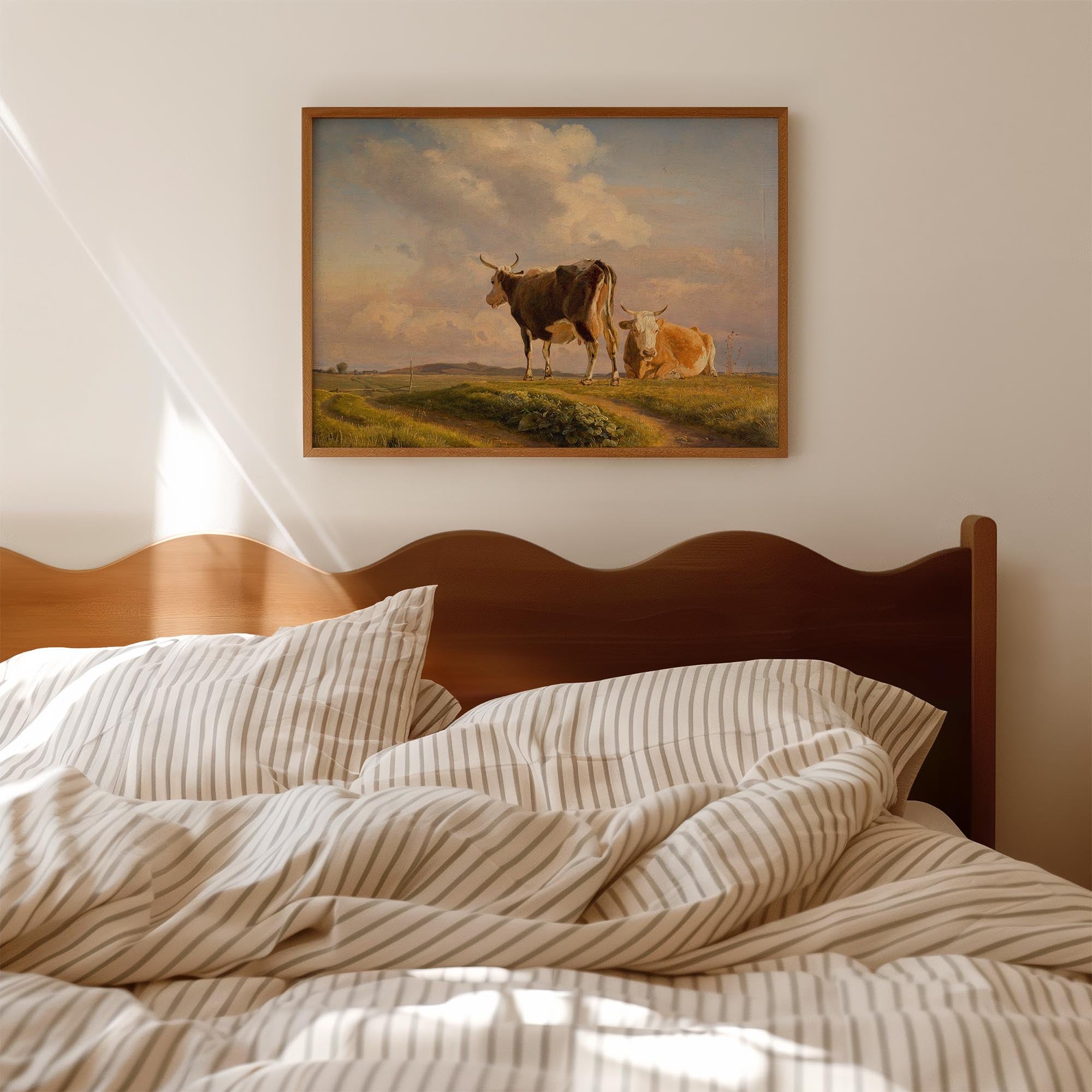 Cows in Open Field Vintage Landscape Print-Skudaboo