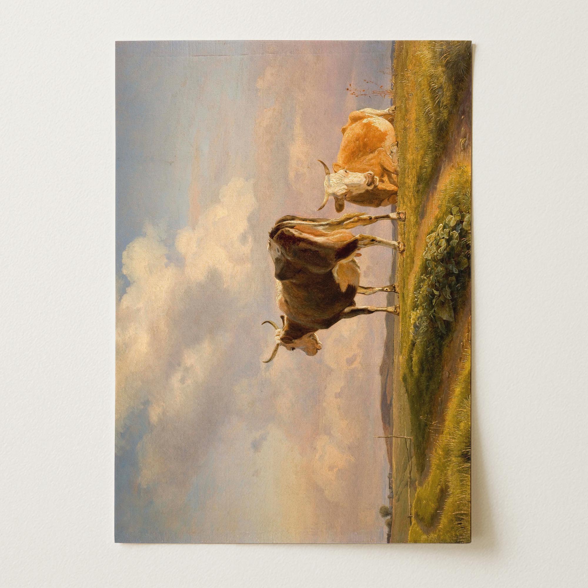 Cows in Open Field Vintage Landscape Print-Skudaboo