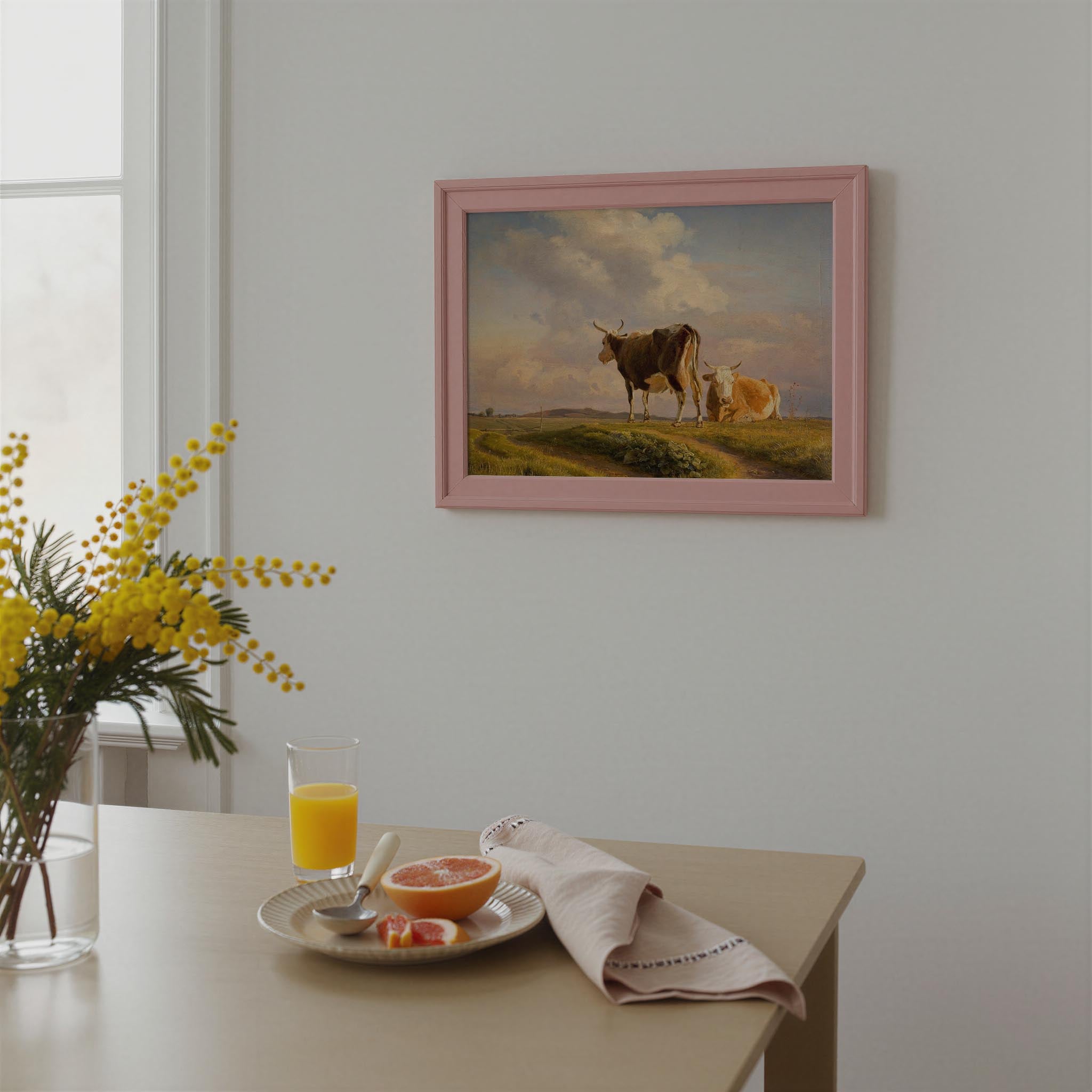 Cows in Open Field Vintage Landscape Print-Skudaboo