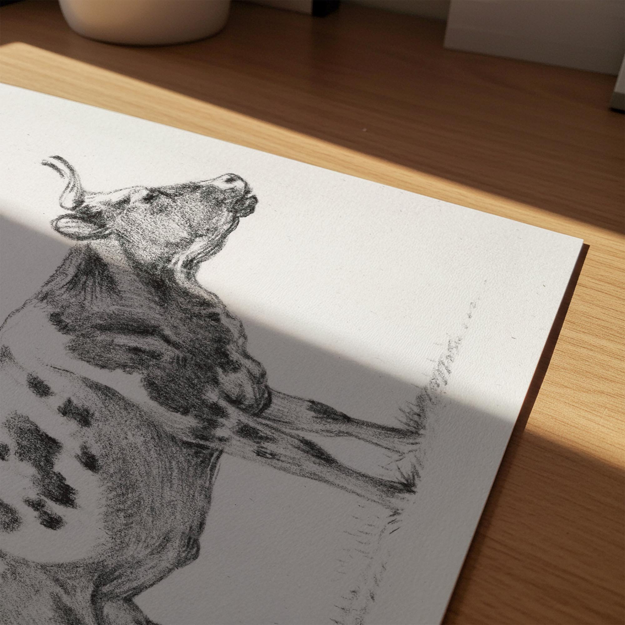 Cow Vintage Sketch Wall Art Print-Skudaboo