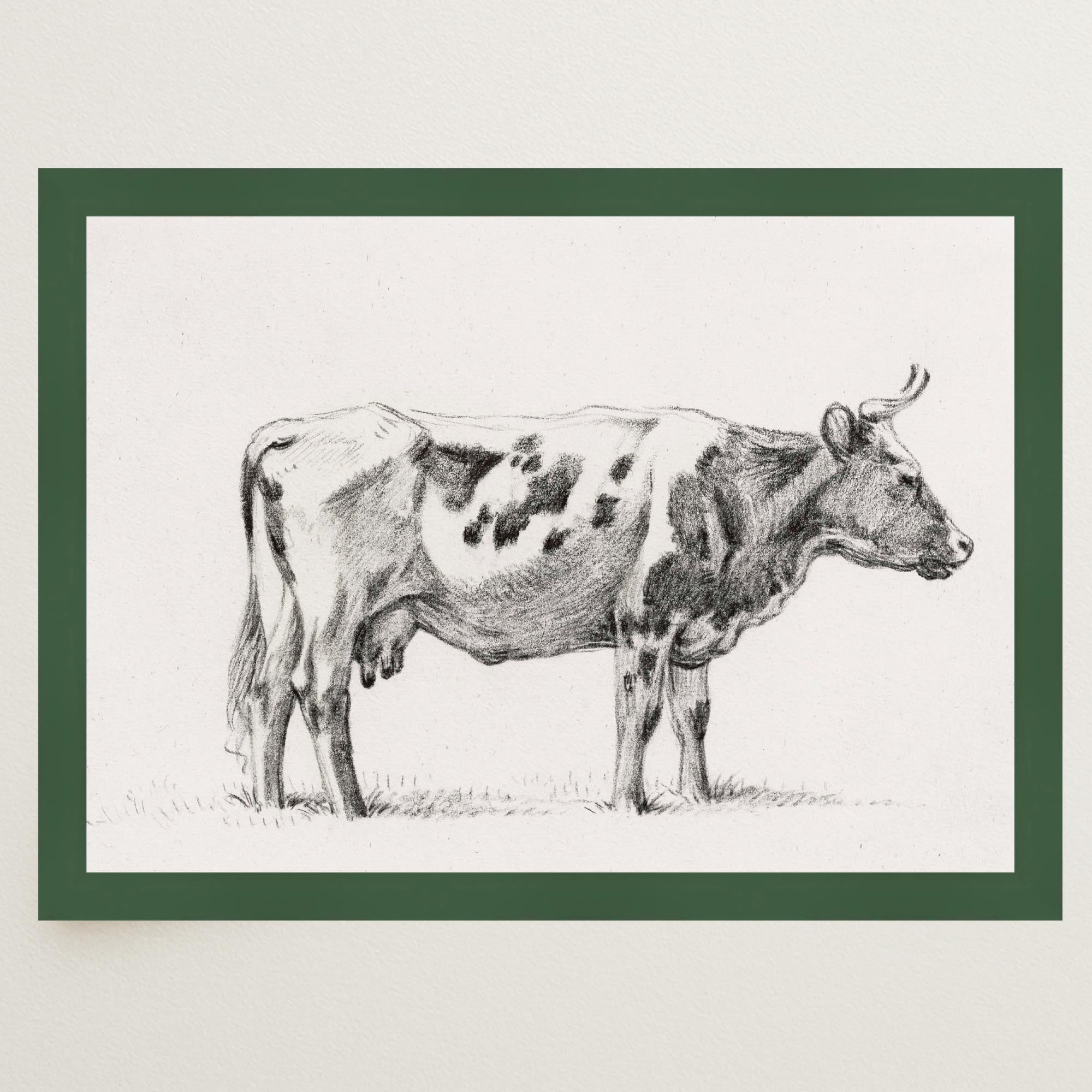 Cow Vintage Sketch Wall Art Print-Skudaboo