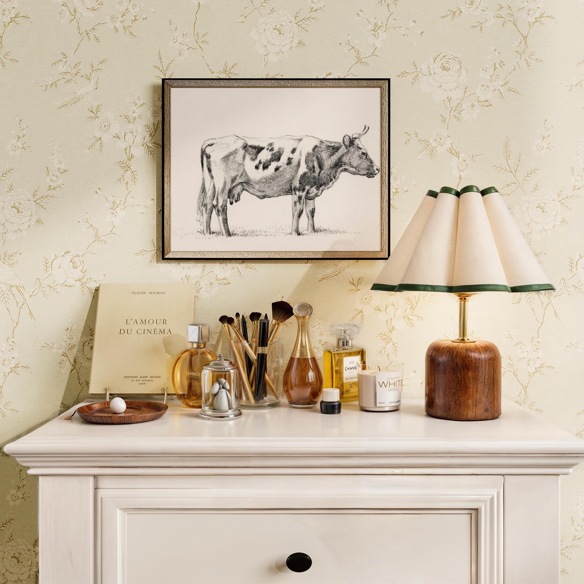 Cow Vintage Sketch Wall Art Print-Skudaboo