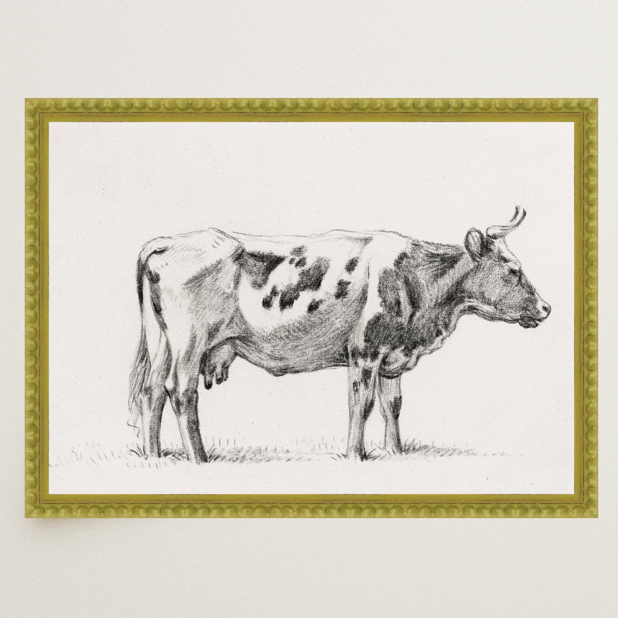 Cow Vintage Sketch Wall Art Print-Skudaboo