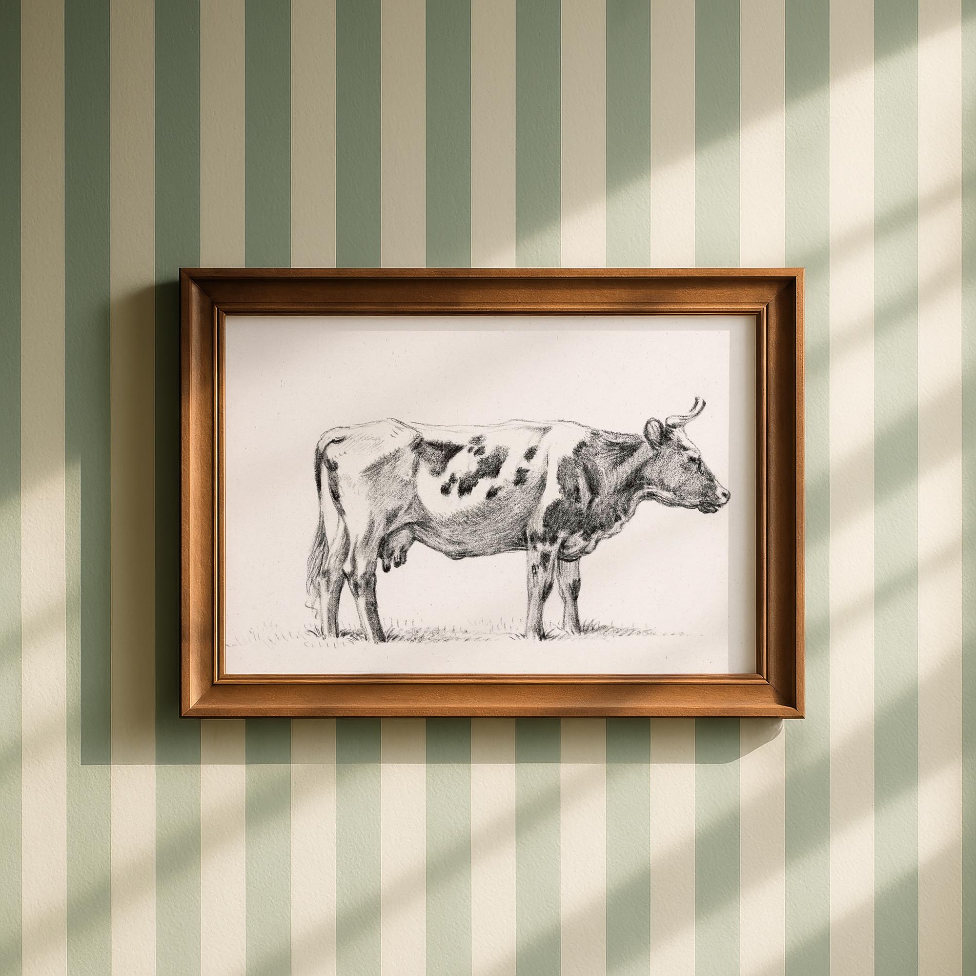 Cow Vintage Sketch Wall Art Print-Skudaboo