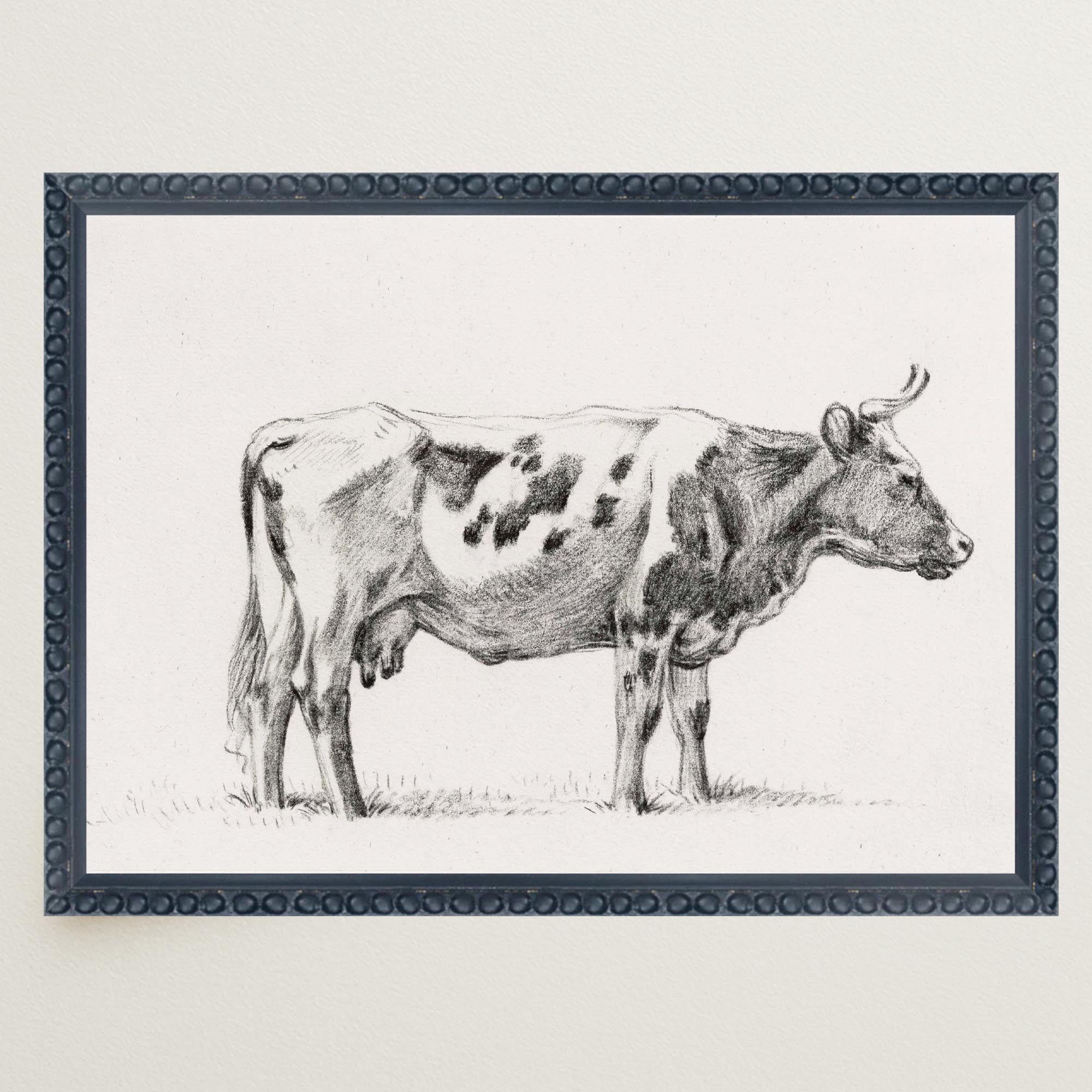 Cow Vintage Sketch Wall Art Print-Skudaboo