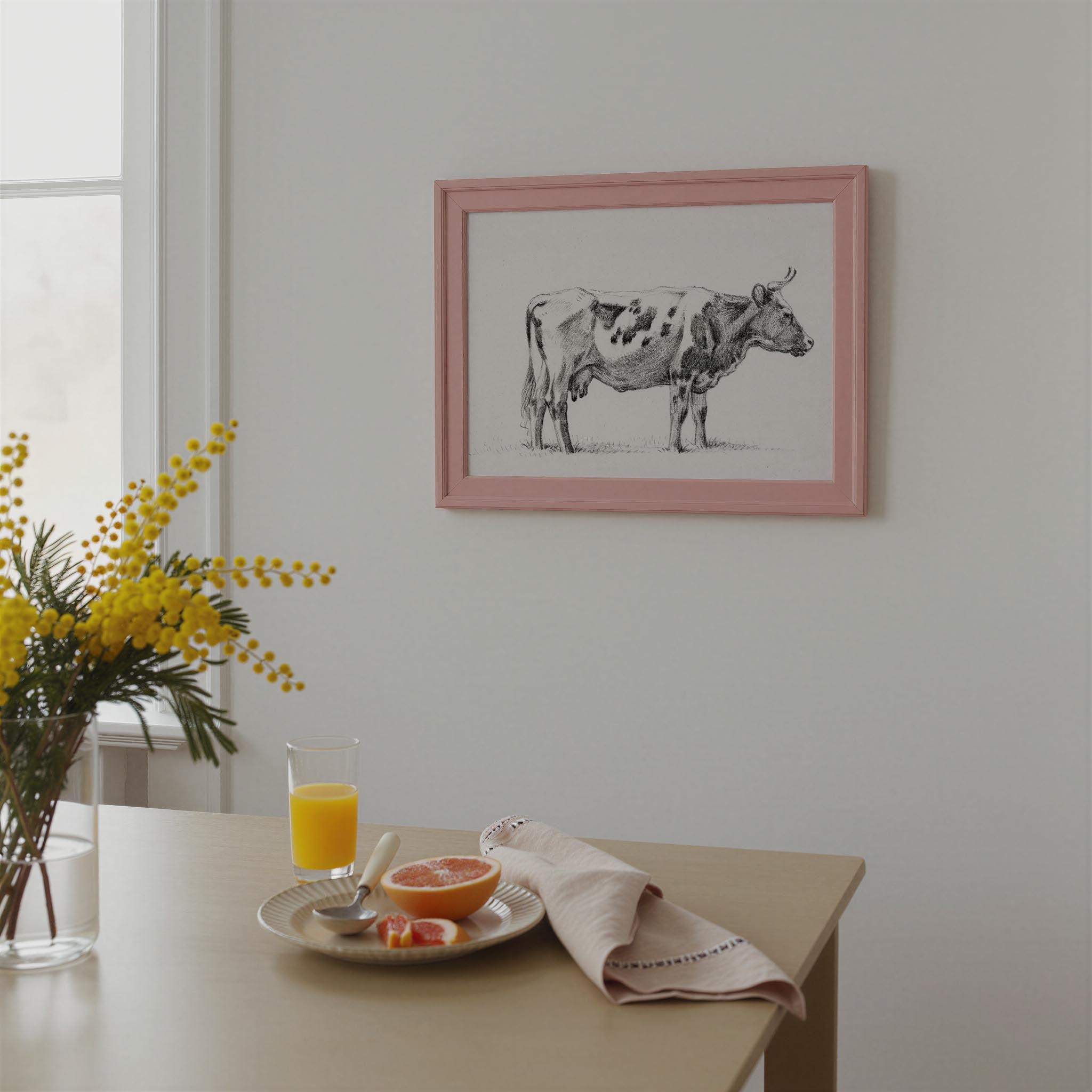 Cow Vintage Sketch Wall Art Print-Skudaboo