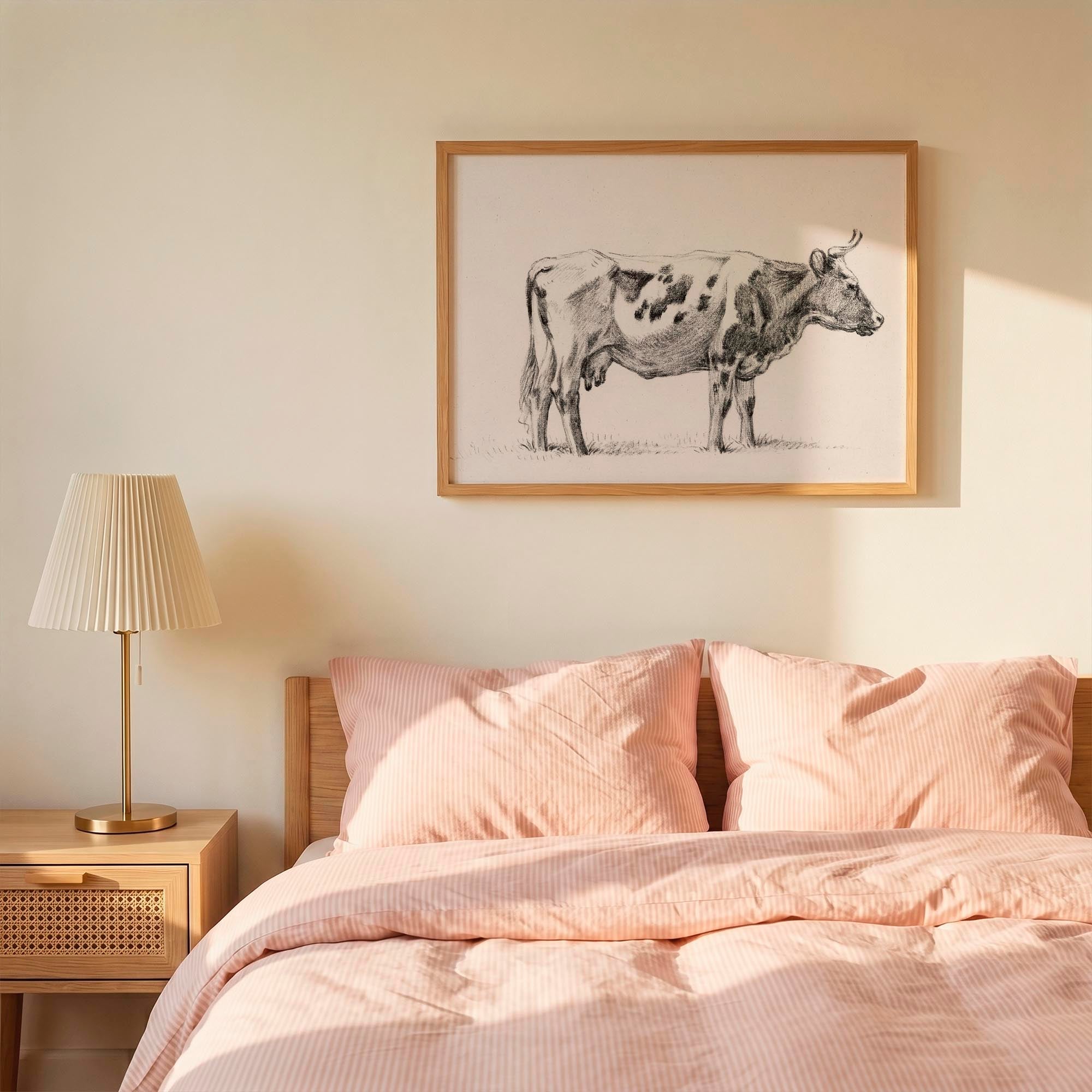 Cow Vintage Sketch Wall Art Print-Skudaboo