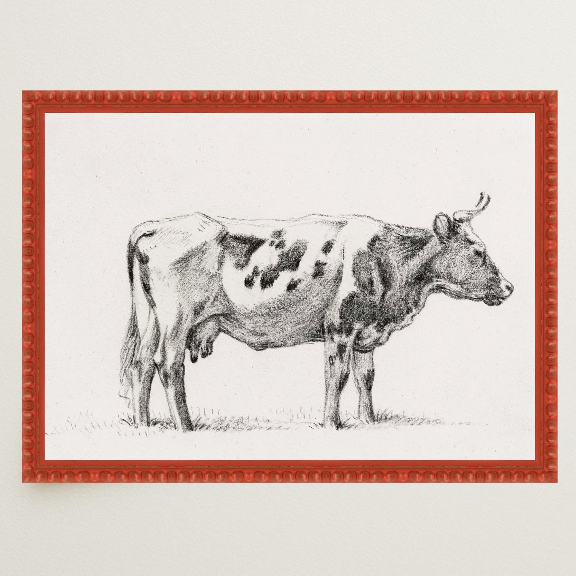 Cow Vintage Sketch Wall Art Print-Skudaboo