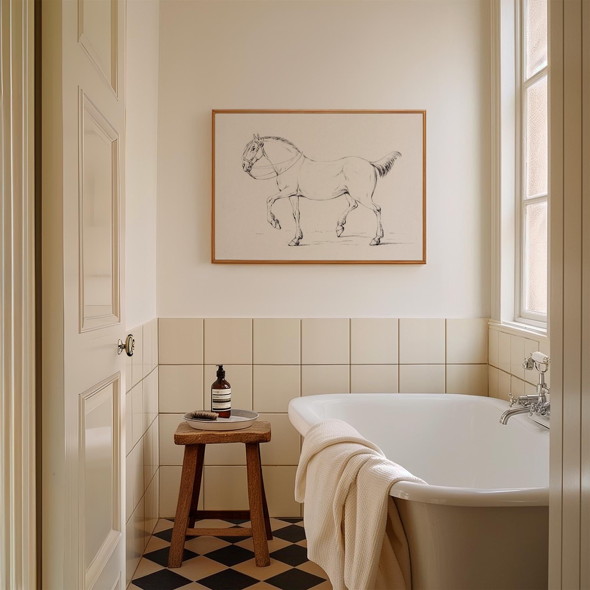 Horse Vintage Sketch Wall Art Print-Skudaboo