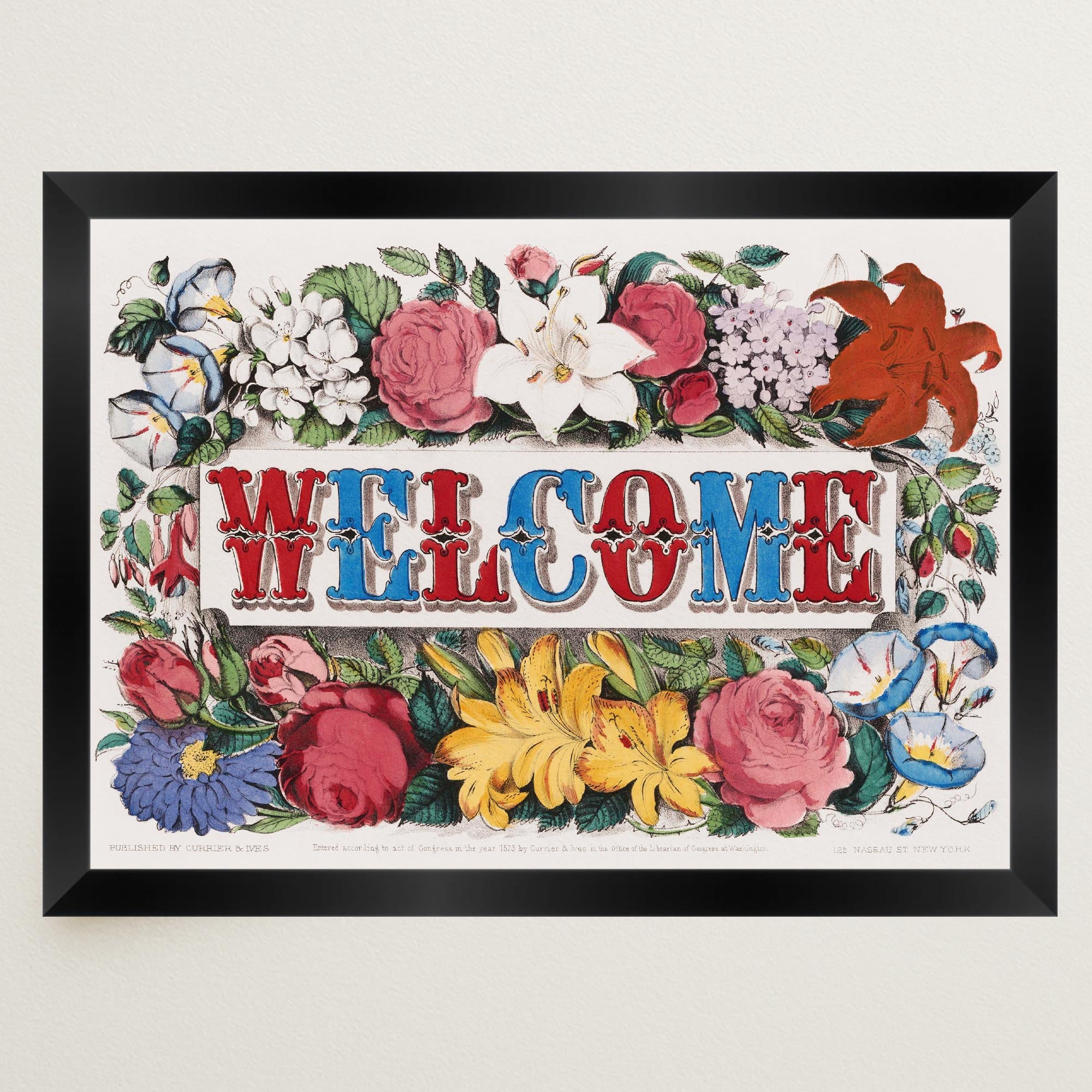 Welcome Floral Vintage Wall Art Print-Skudaboo